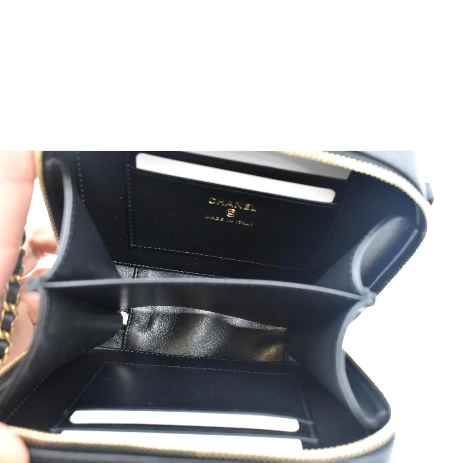 CHANEL CC Filigree Vanity Quilted Caviar Leather Clutch Shoulder Bag Black - Image 11