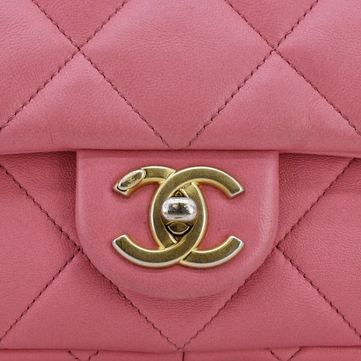 CHANEL CC Funky Town Flap Large Lambskin Quilted Leather Shoulder Bag Pink - Image 14