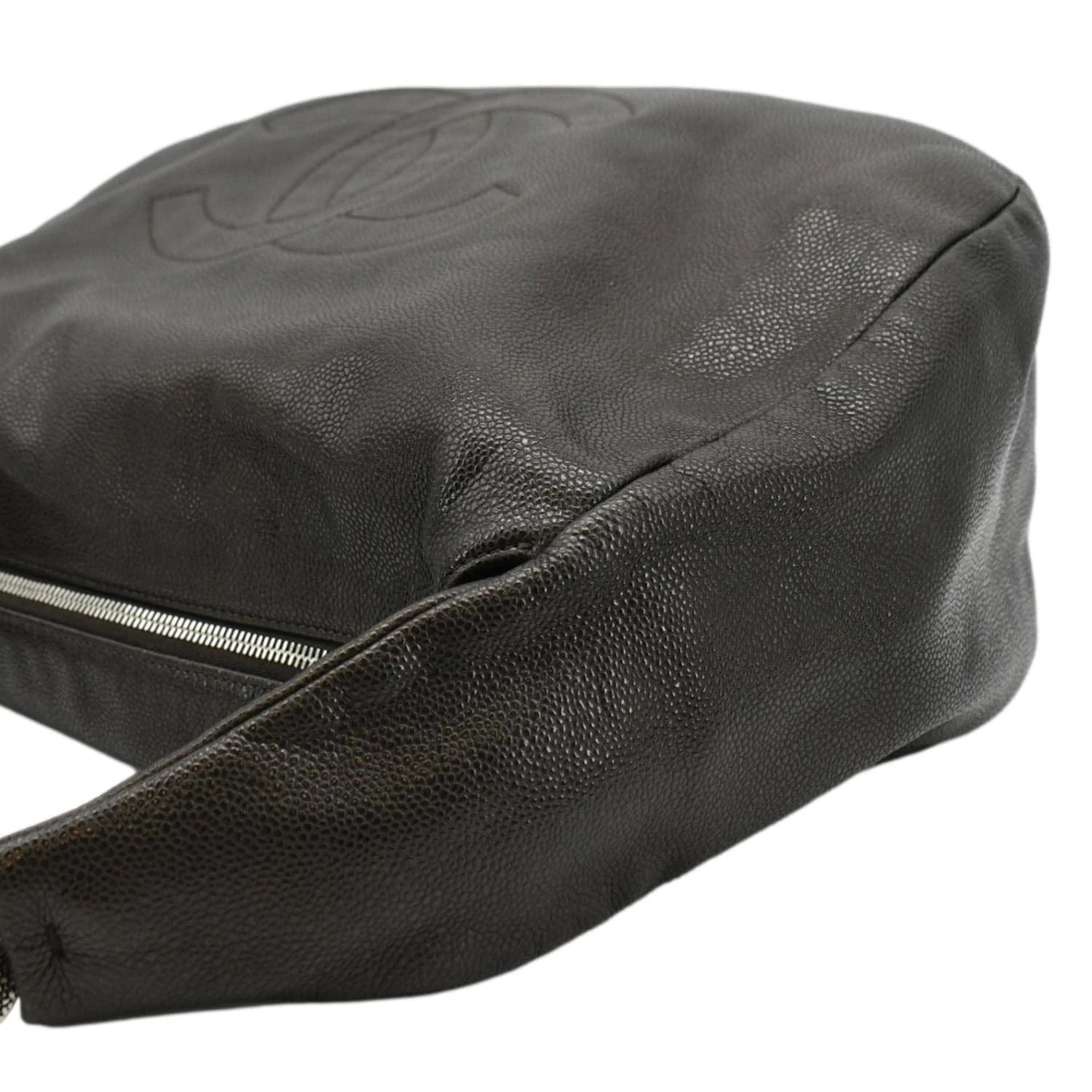 CHANEL CC Caviar Leather Hobo Bag Dark Brown - Image 6