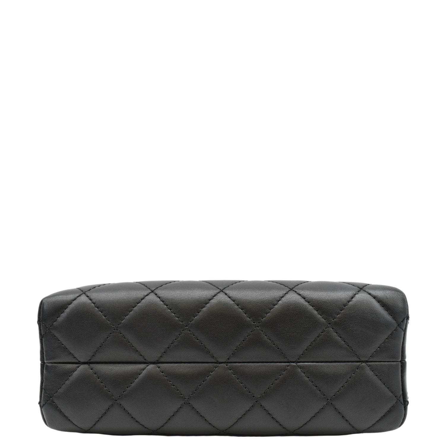 CHANEL CC Kisslock Box Lambskin Leather Chain Shoulder Bag Black - Image 8