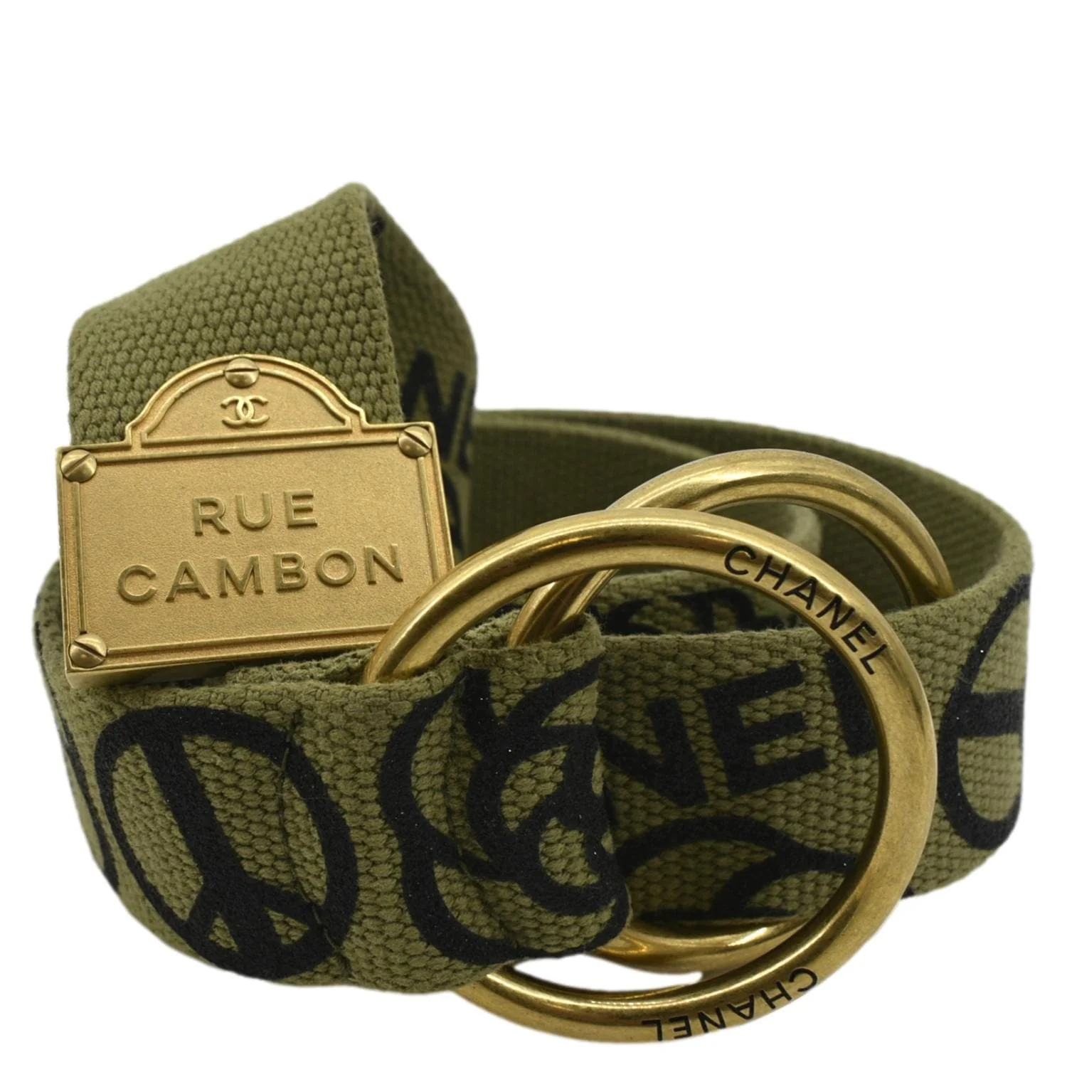 CHANEL CC Logo Embossed Canvas Belt Green - Image 5
