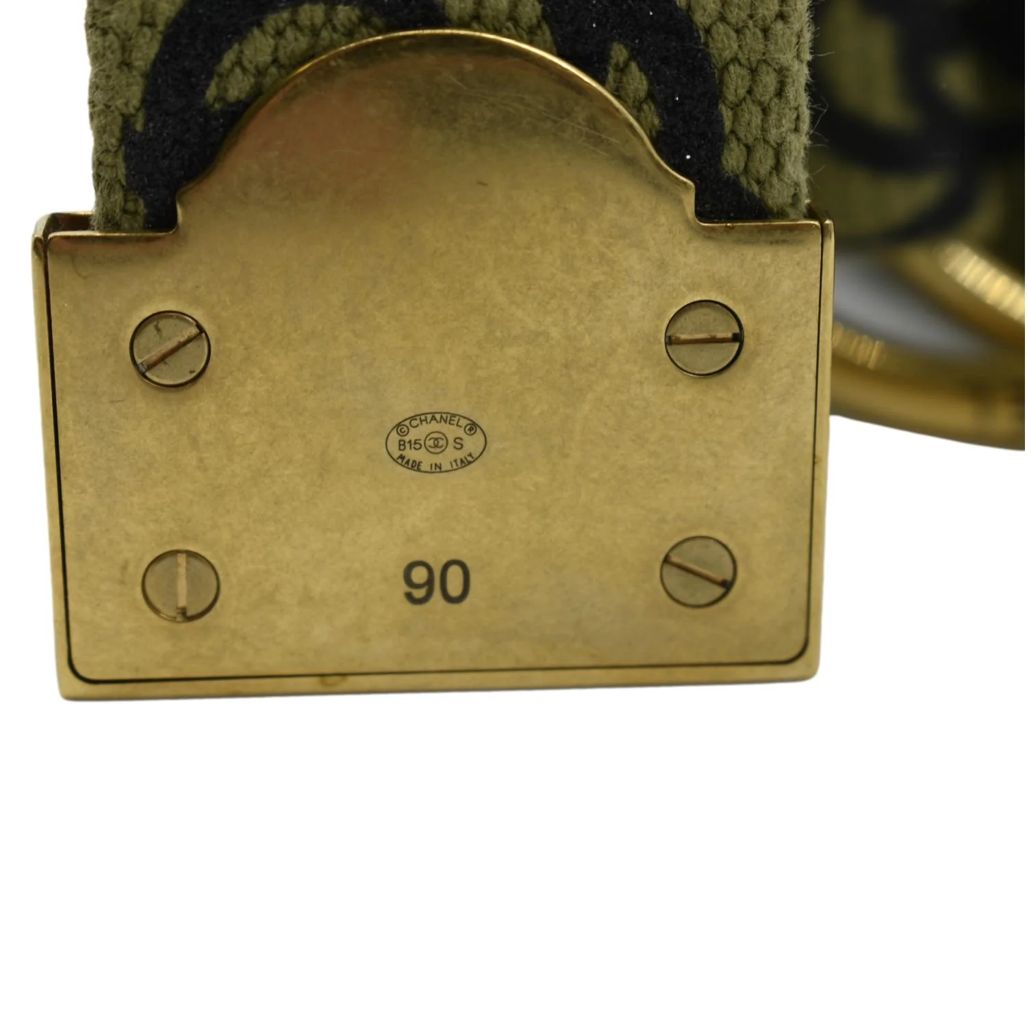 CHANEL CC Logo Embossed Canvas Belt Green - Image 6