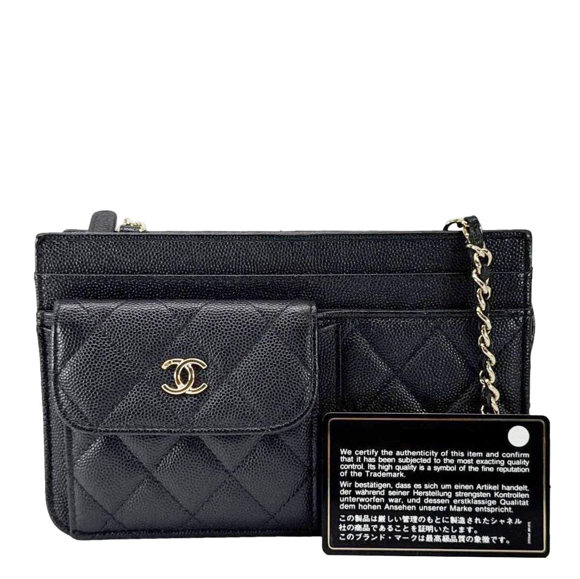 CHANEL CC Multi-Pocket In & Out Quilted Caviar Leather Chain Wallet Black - Image 3
