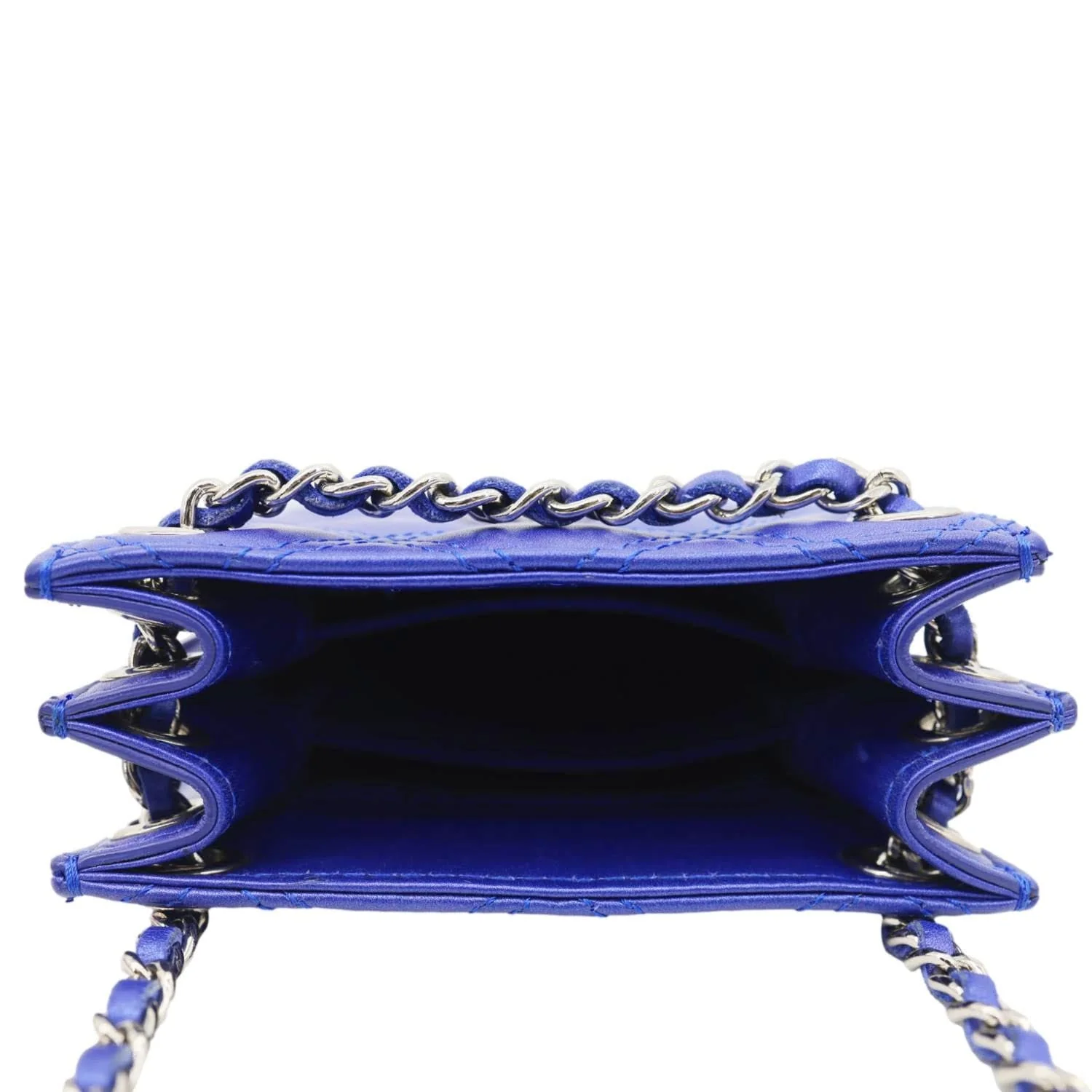 CHANEL CC Quilted Leather Crossbody Phone Holder Blue - Image 8
