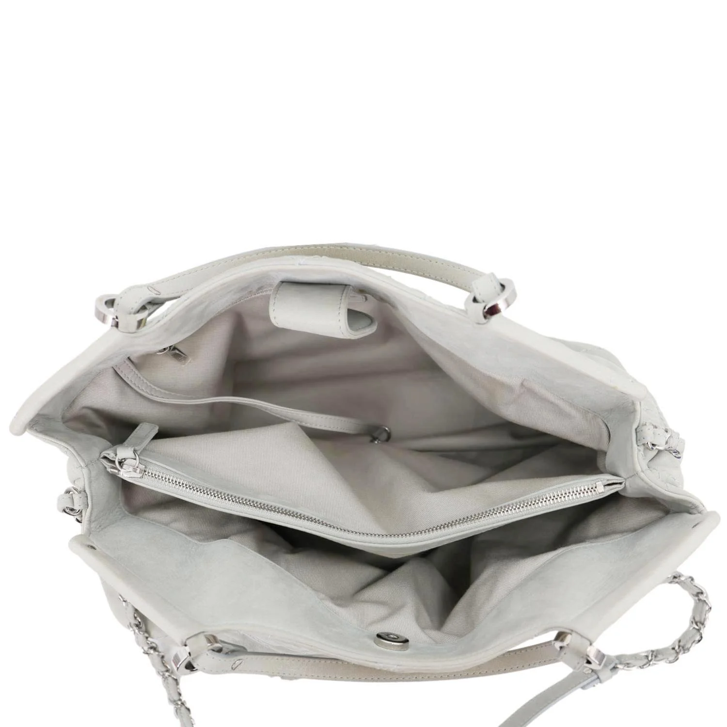 CHANEL CC Sea Hit Quilted Calfskin Leather Tote Bag Grey - Image 13