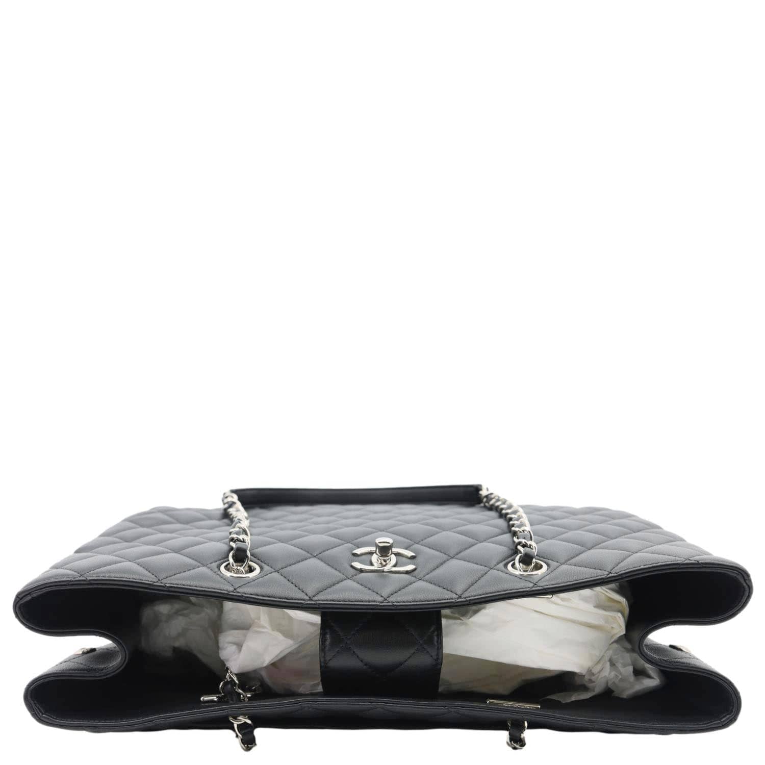 CHANEL Grand Shopping Quilted Leather Tote Bag Black - Image 9