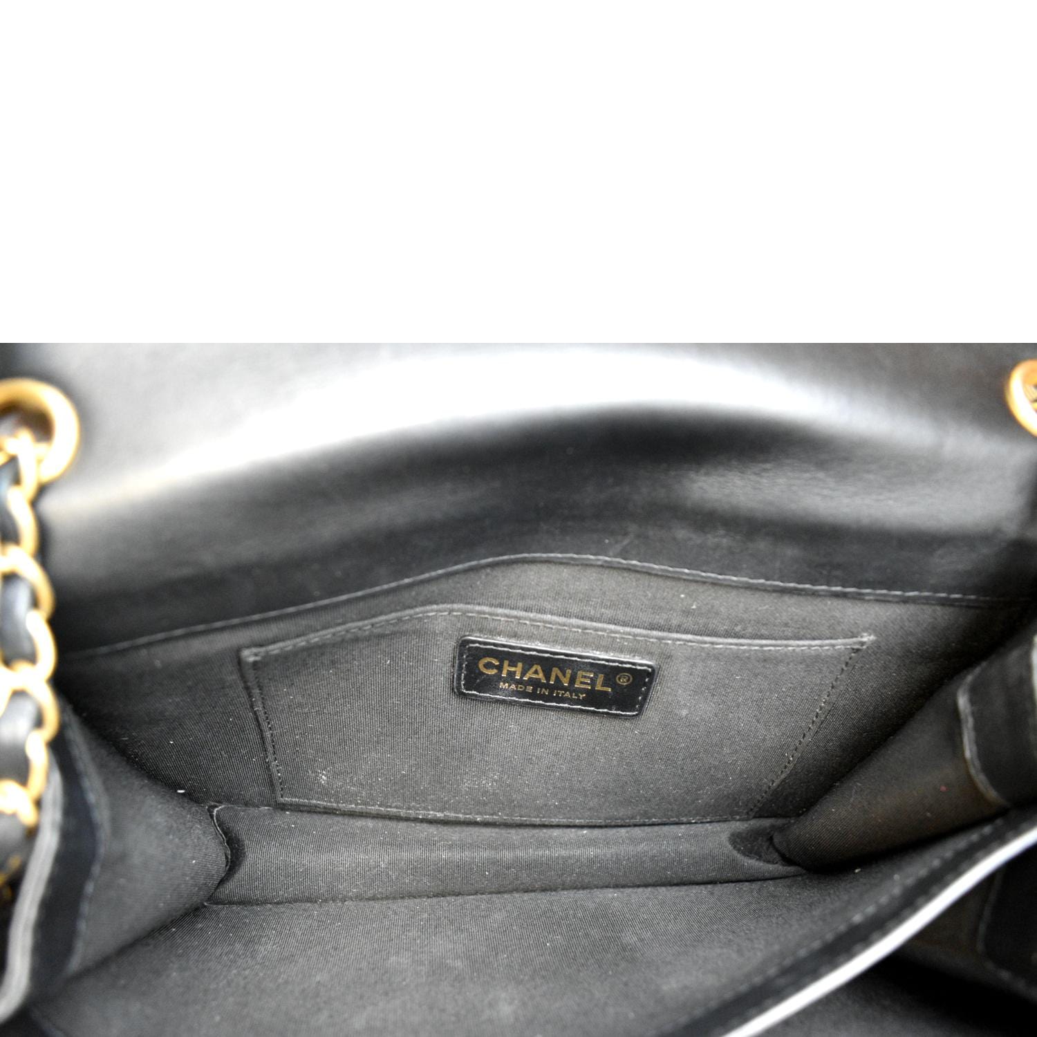 Chanel CC Side Chain Full Flap Leather Shoulder Bag Black - Image 10