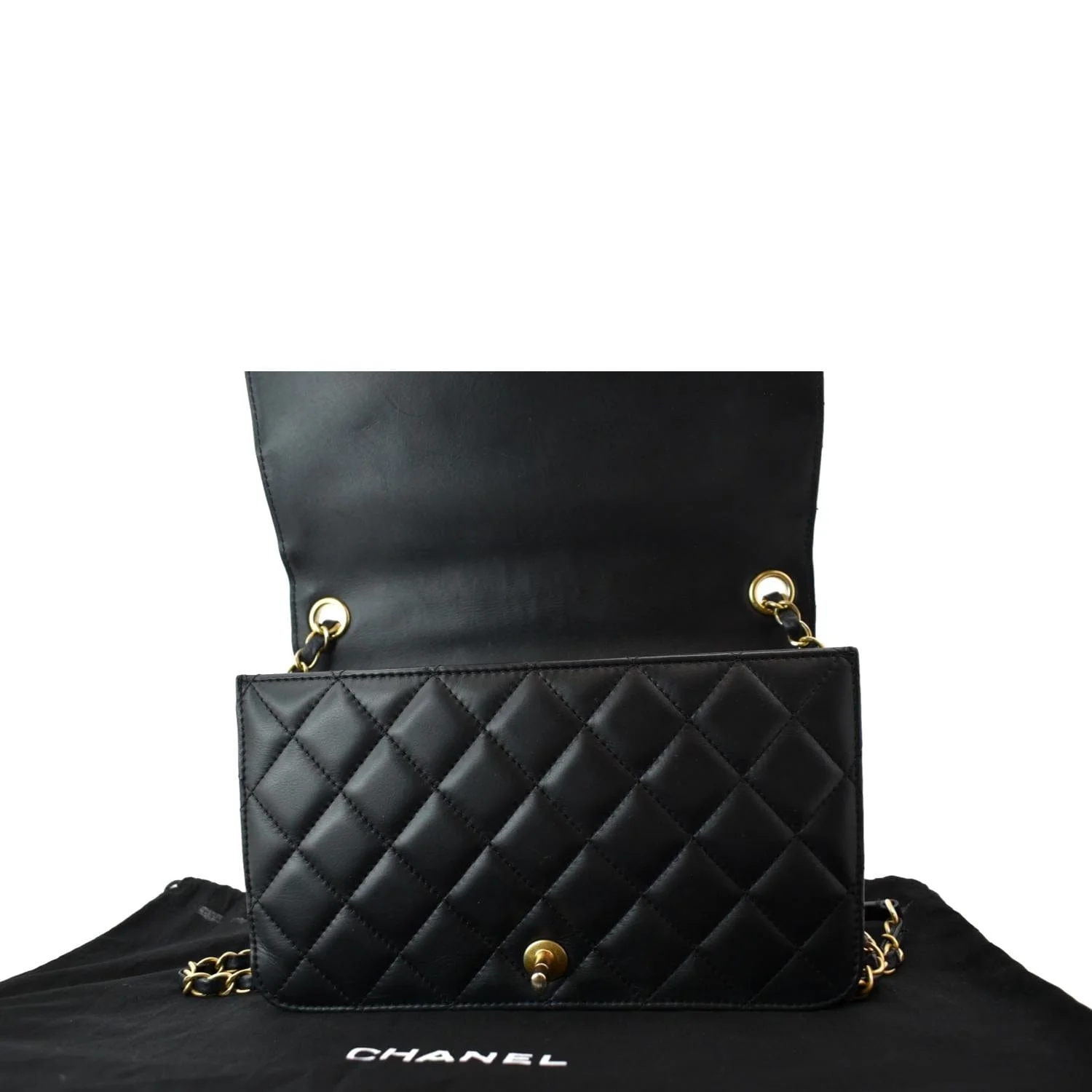 Chanel CC Side Chain Full Flap Leather Shoulder Bag Black - Image 11