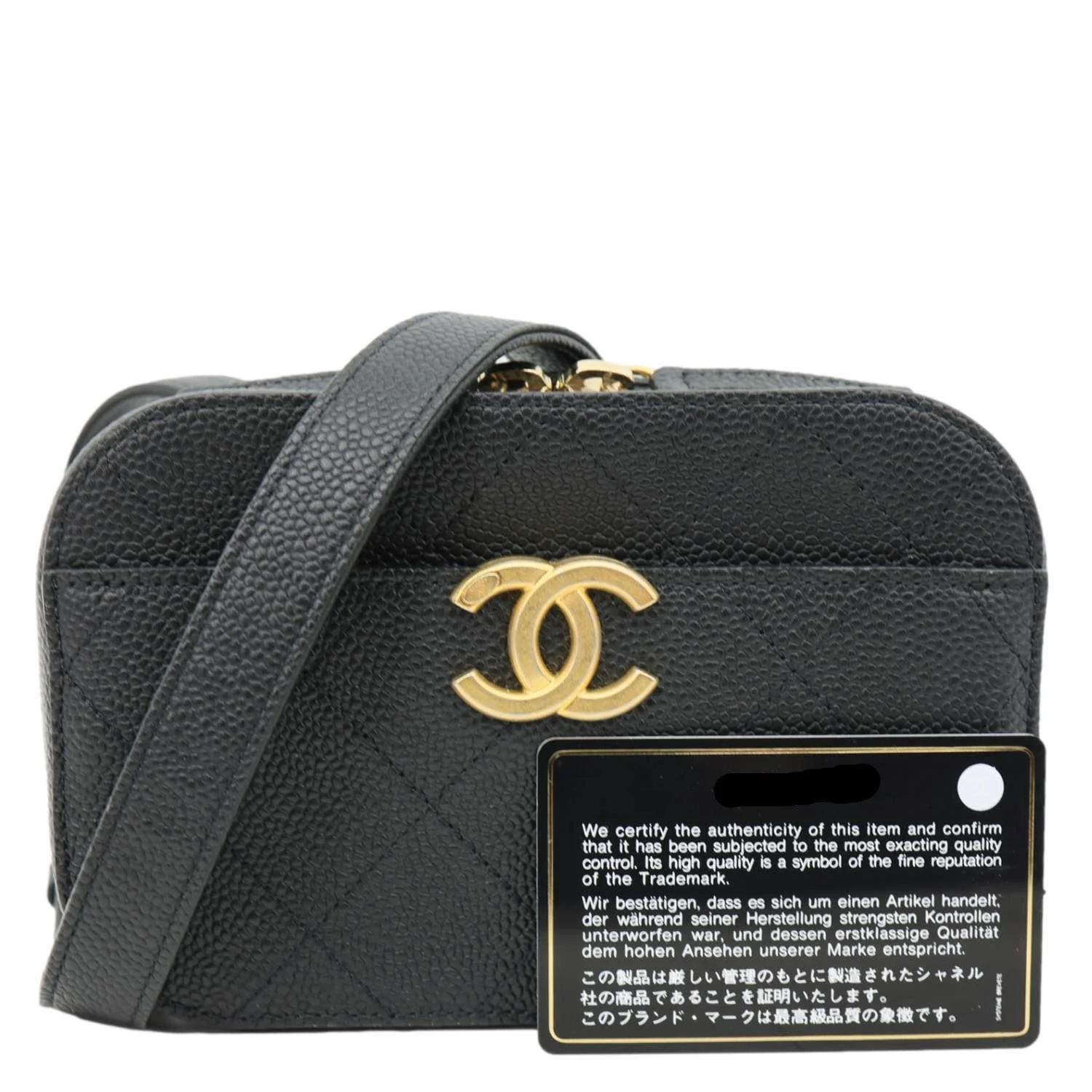 CHANEL Chic Affinity Stitched Caviar Leather Waist Bag Black - Image 3