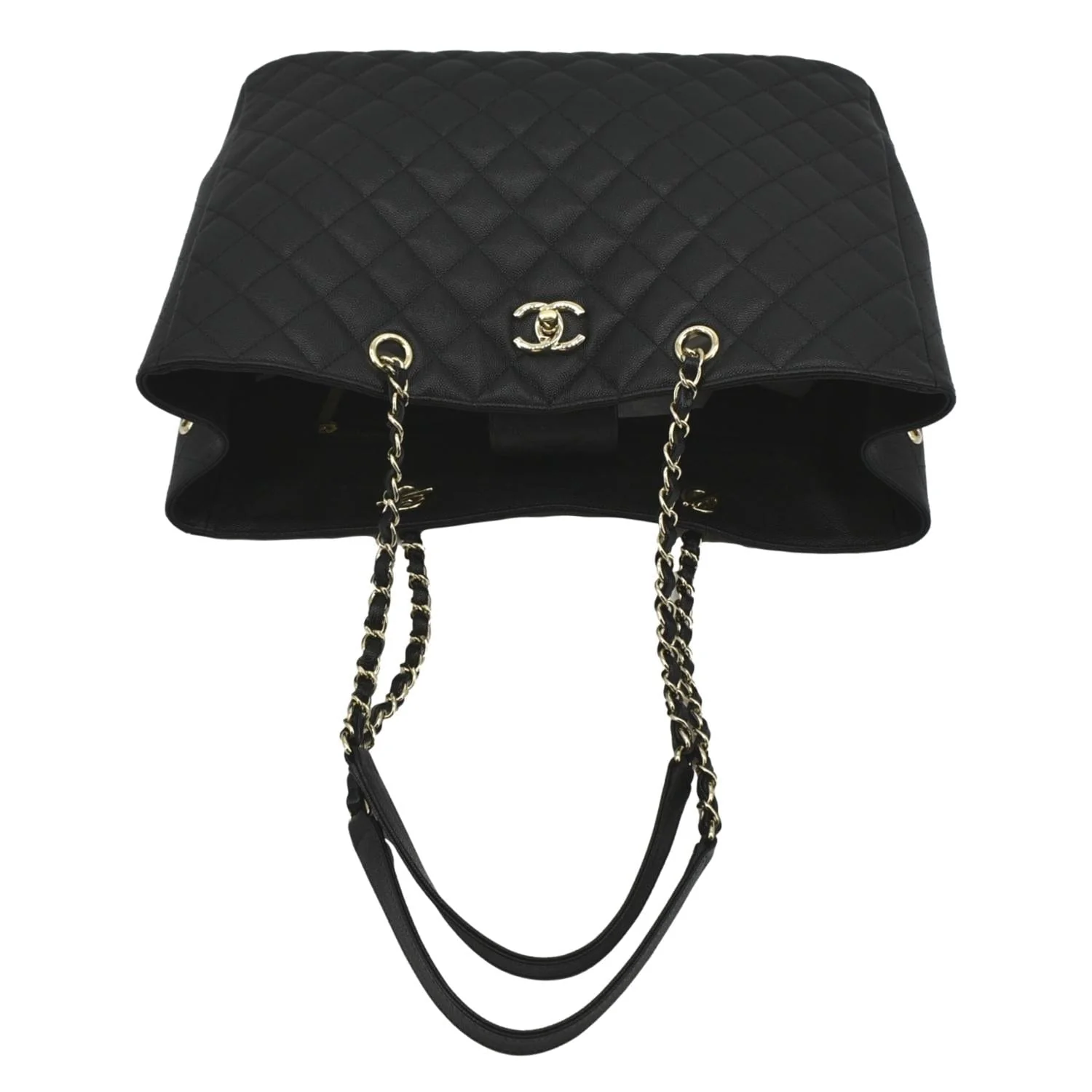 CHANEL Large CC Quilted Leather Tote Shoulder Bag Black - Image 5