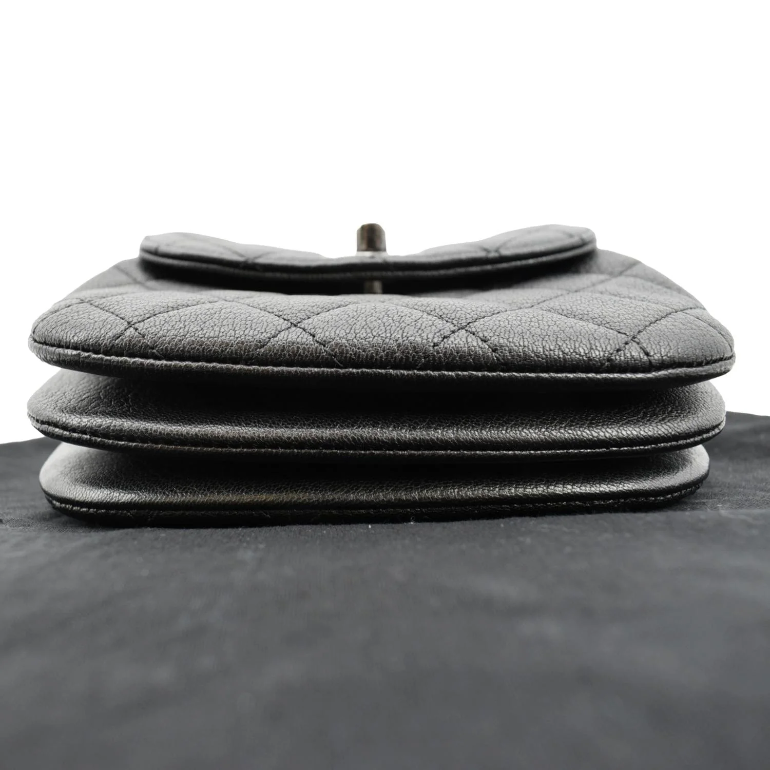 CHANEL CC Waiter Flap Goatskin Leather Crossbody Bag Black - Image 10