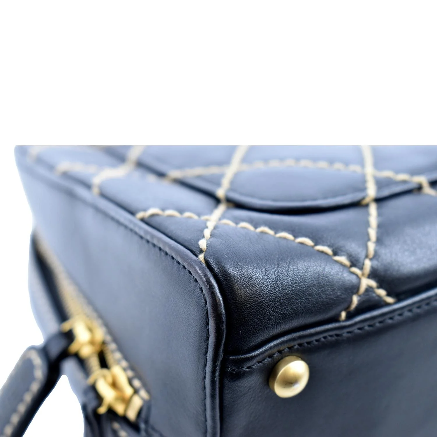 CHANEL CC Wild Stitch Vintage Calfskin Leather Tote Bag Black - Image 12