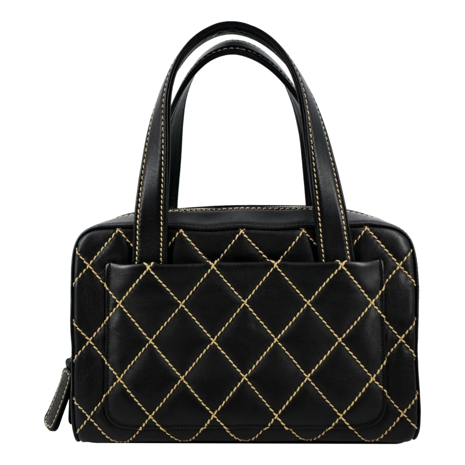 CHANEL CC Wild Stitch Vintage Calfskin Leather Tote Bag Black - Image 4