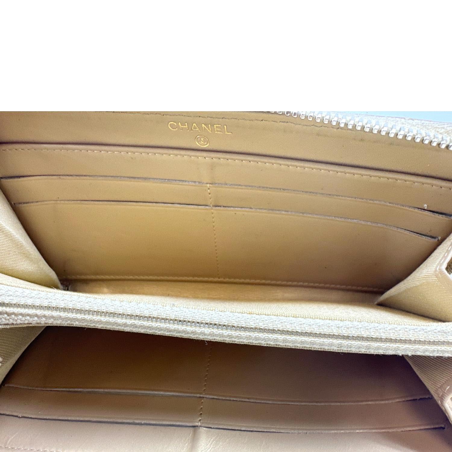 CHANEL CC Quilted Leather Zip Around Wallet Metallic Gold - Image 10