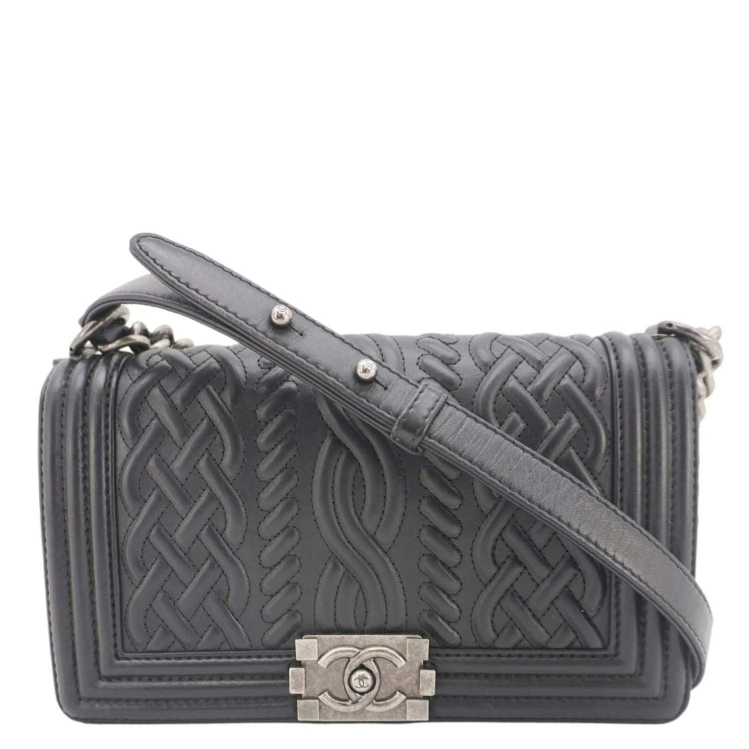 CHANEL Celtic Boy Flap Leather Shoulder Bag Black - Image 4