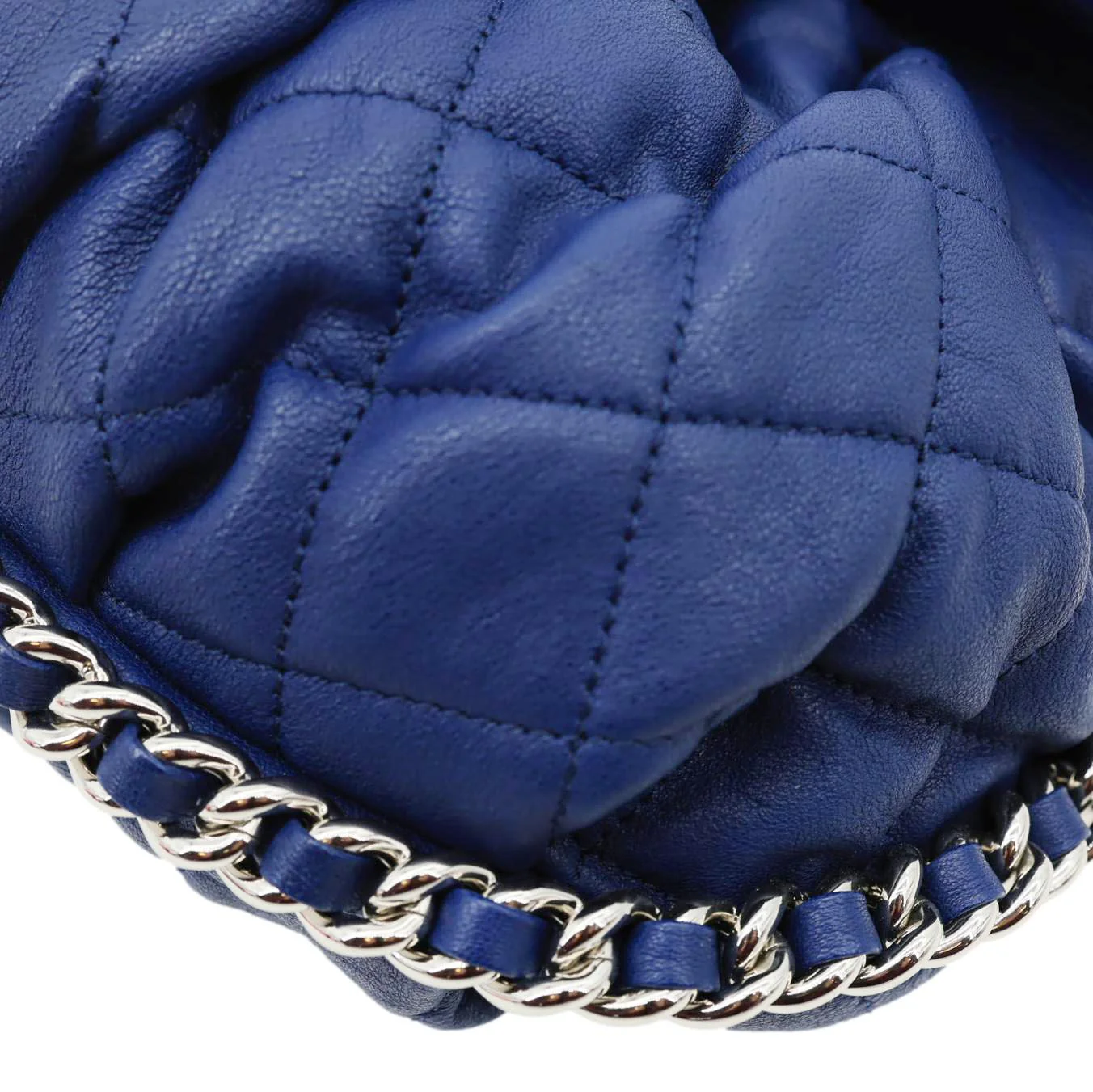 CHANEL Chain Around Flap Medium Quilted Leather Crossbody Bag Blue - Image 9