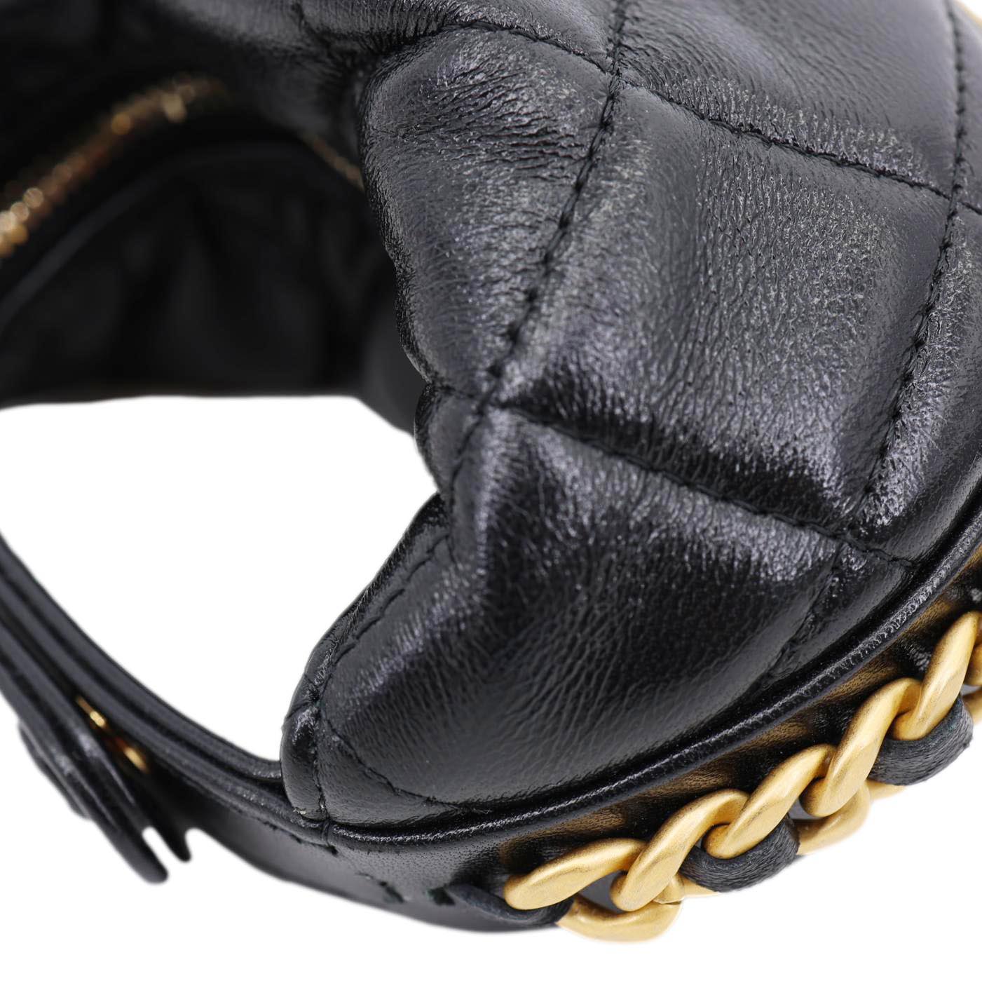 CHANEL Chain Around Mini Quilted Lambskin Leather Pouch Black - Image 10
