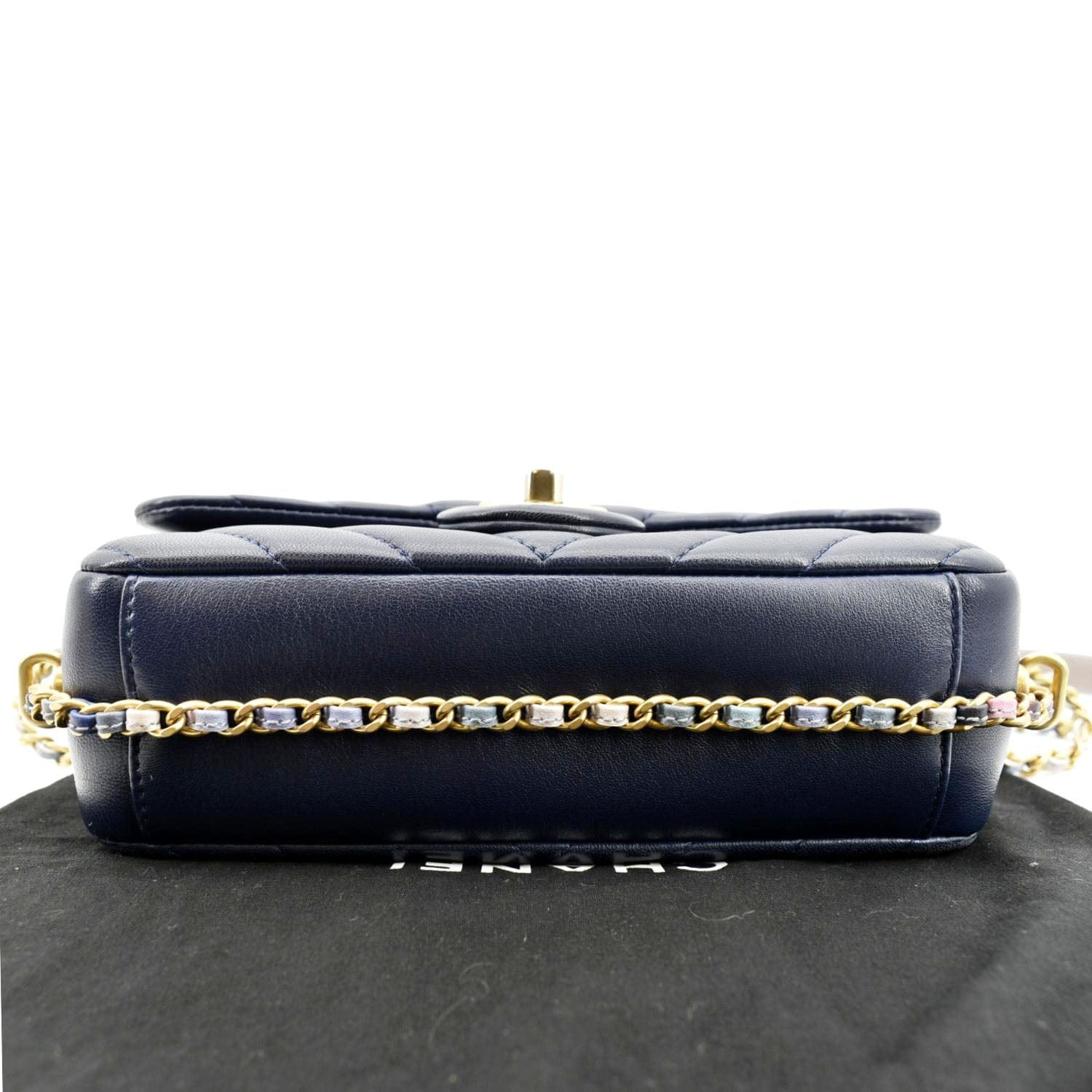 CHANEL Mini Rectangular Flap Chevron Leather Crossbody Bag Navy Blue - Image 10
