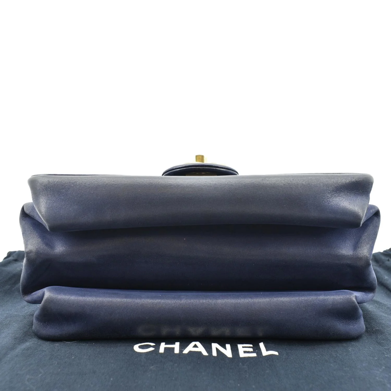 CHANEL Chain Handle CC Flap Quilted Leather Shoulder Bag Blue - Image 9