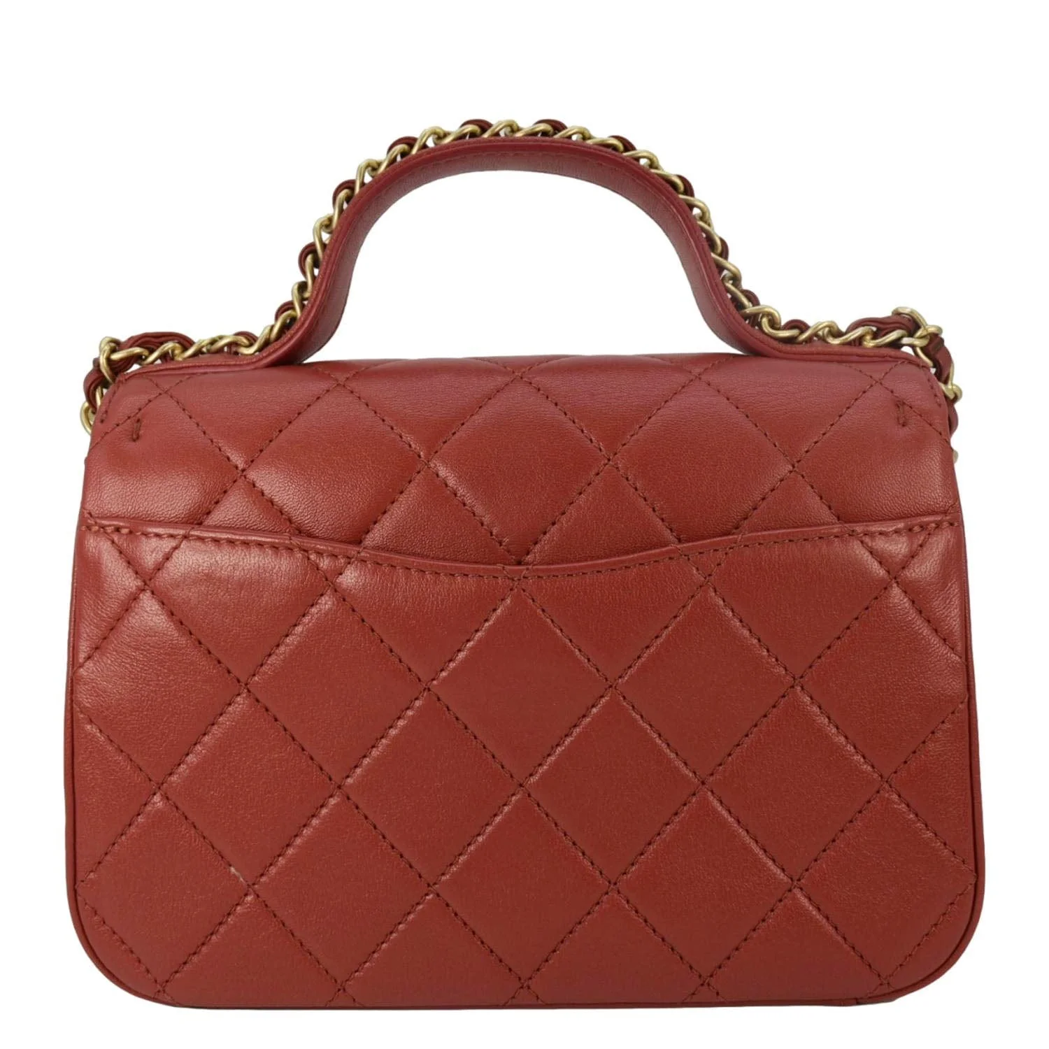 CHANEL Infinity Quilted Leather Top Handle Chain Crossbody Bag Red - Image 3