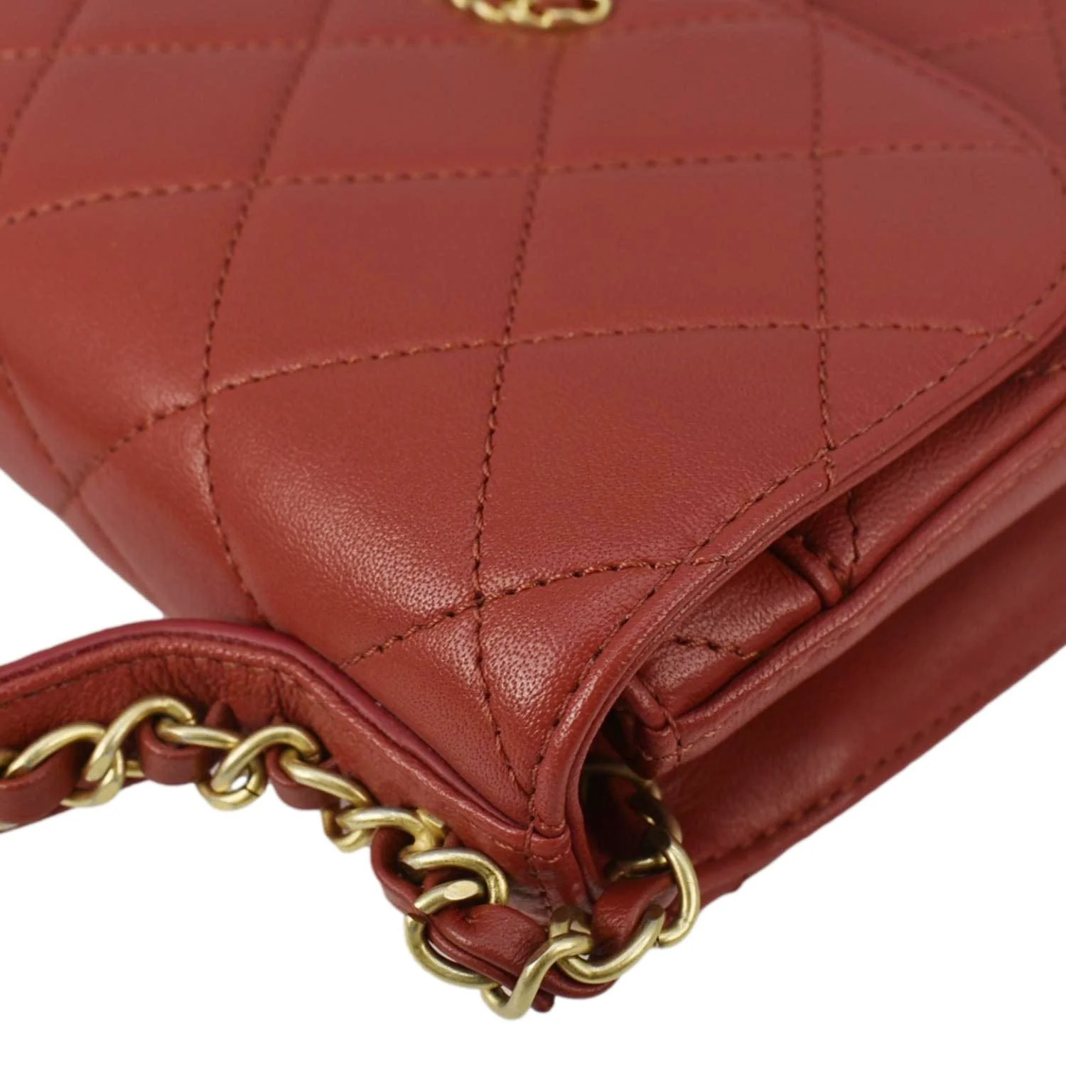 CHANEL Infinity Quilted Leather Top Handle Chain Crossbody Bag Red - Image 6