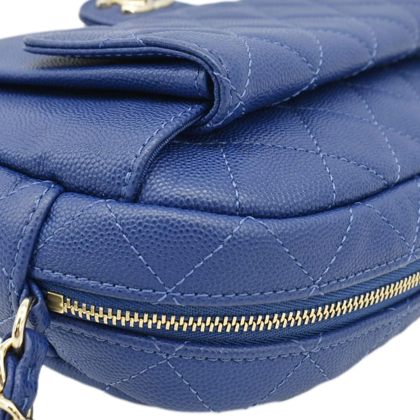 CHANEL CC Day Camera Small Caviar Leather Crossbody Bag Blue - Image 9