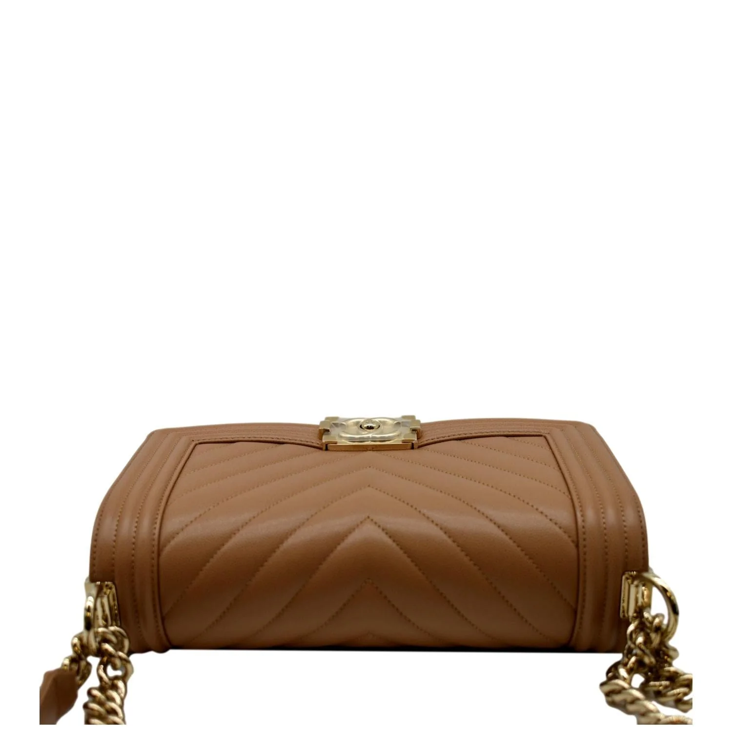 CHANEL Medium Boy Flap Chevron Caviar Leather Crossbody Bag Beige - Image 5