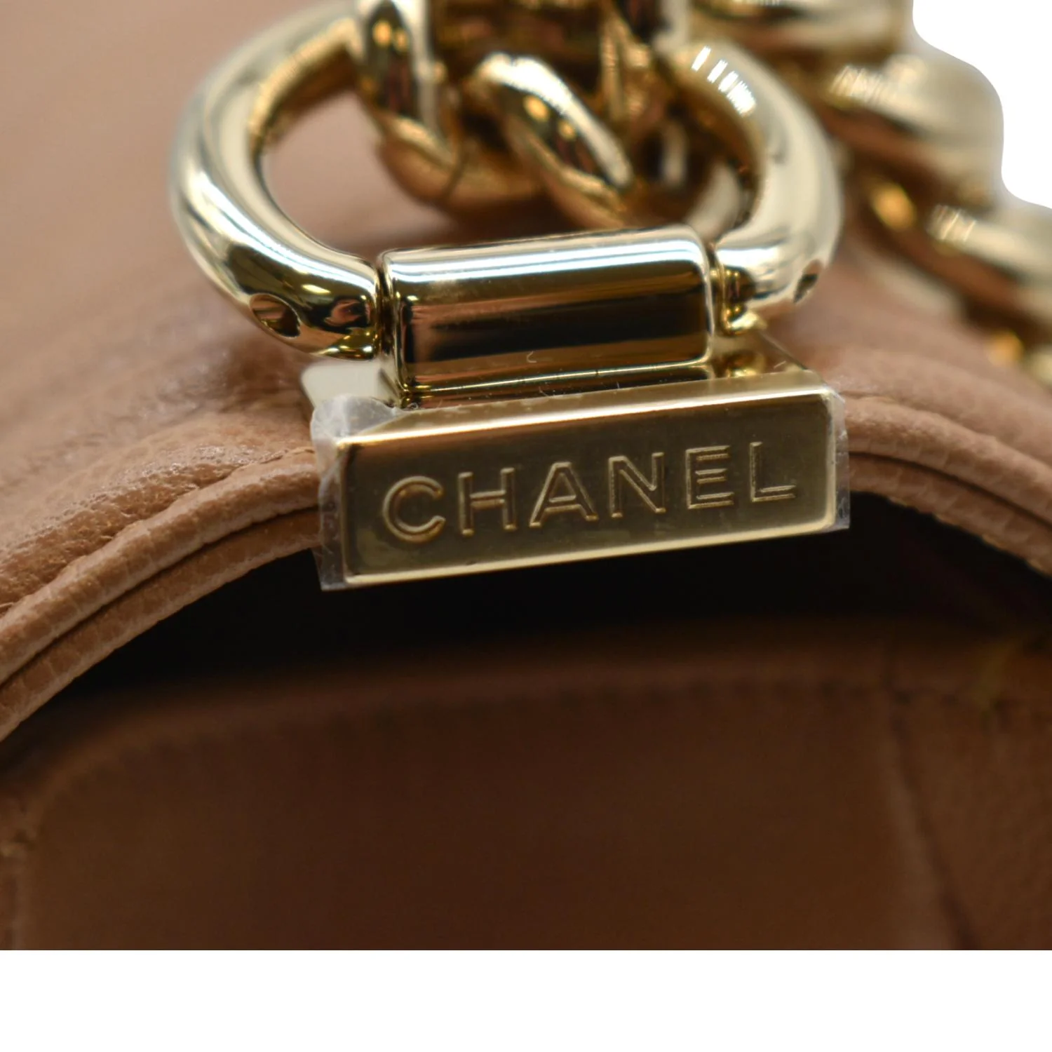 CHANEL Medium Boy Flap Chevron Caviar Leather Crossbody Bag Beige - Image 6