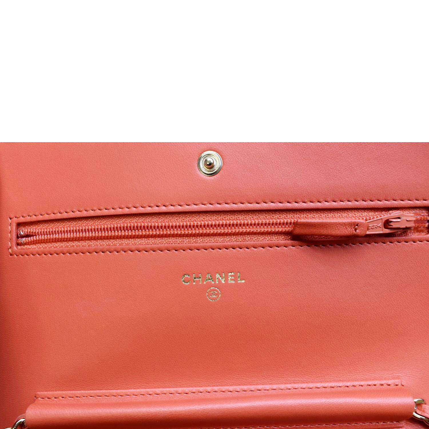 CHANEL CC WOC Chevron Leather Wallet On Chain Crossbody Bag Red - Image 13
