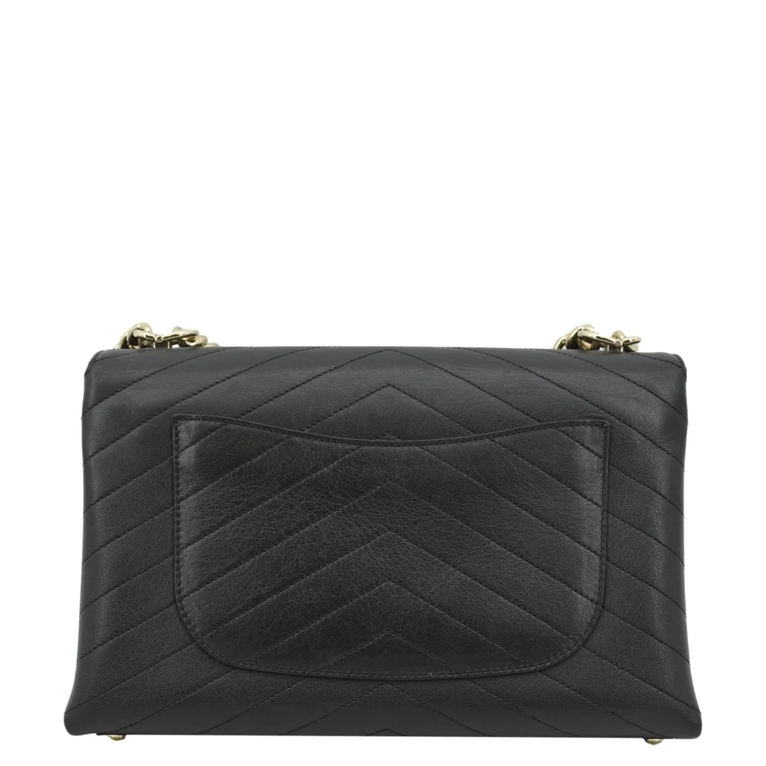 CHANEL Coco Flap Chevron  Stitched Leather Shoulder Bag Black - Image 4