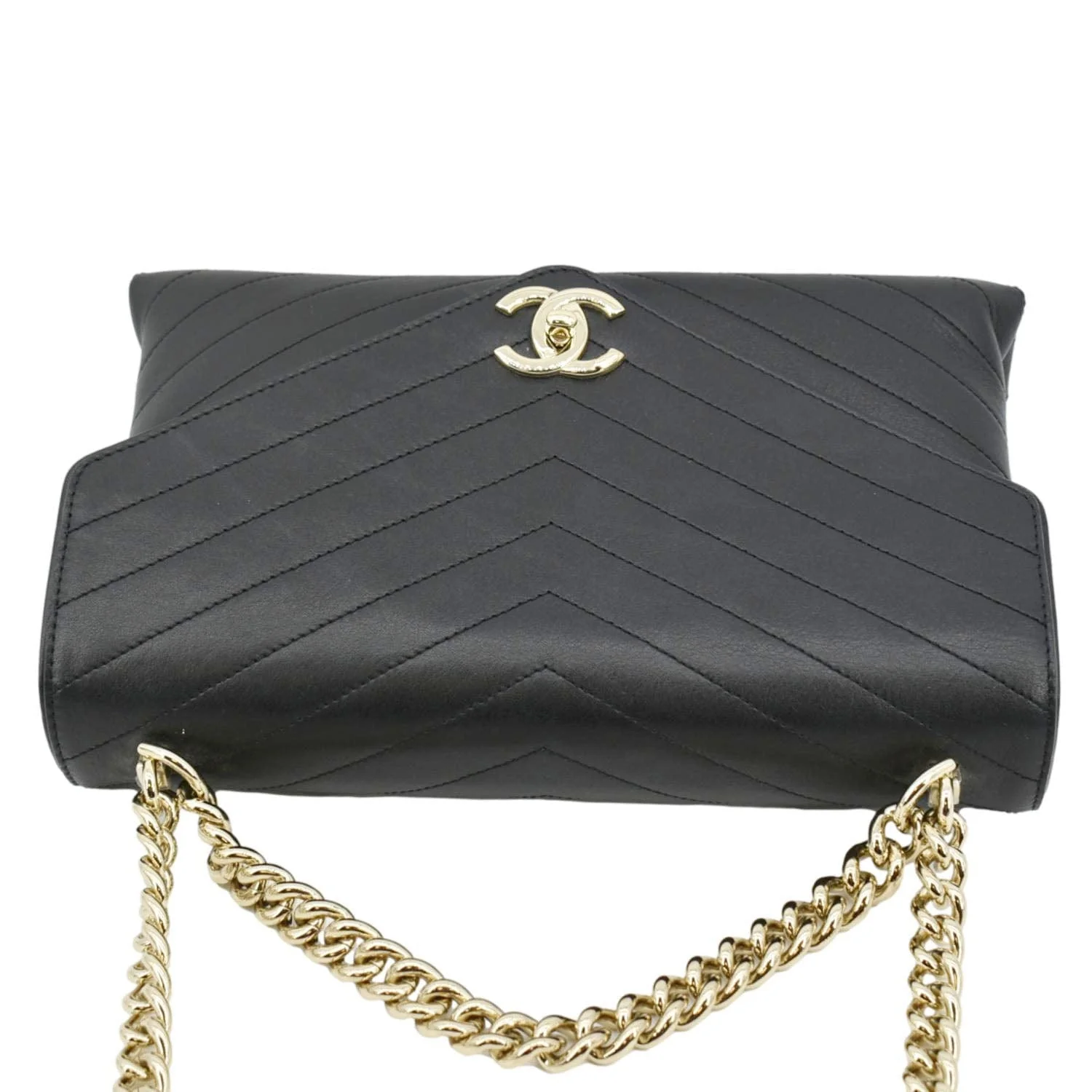 CHANEL Coco Flap Chevron  Stitched Leather Shoulder Bag Black - Image 5