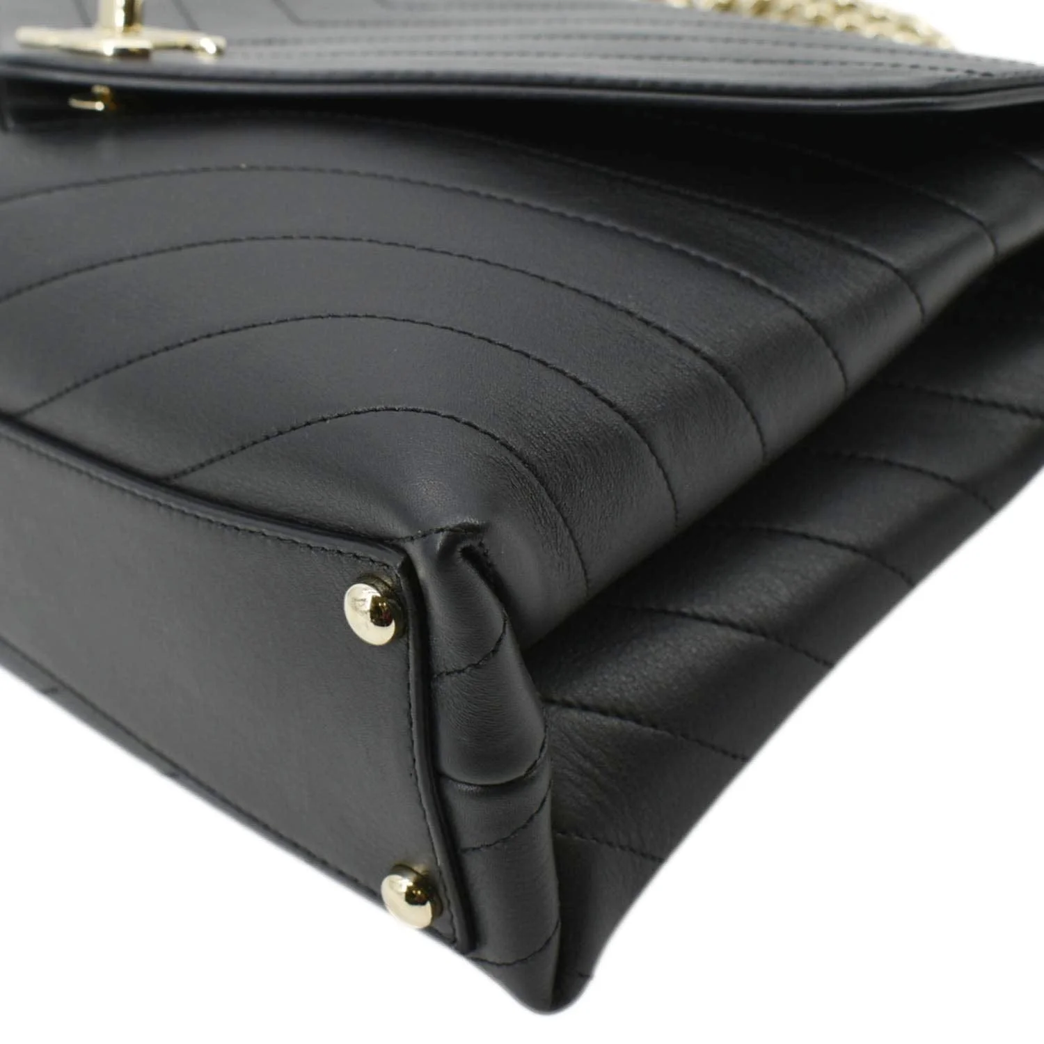CHANEL Coco Flap Chevron  Stitched Leather Shoulder Bag Black - Image 8