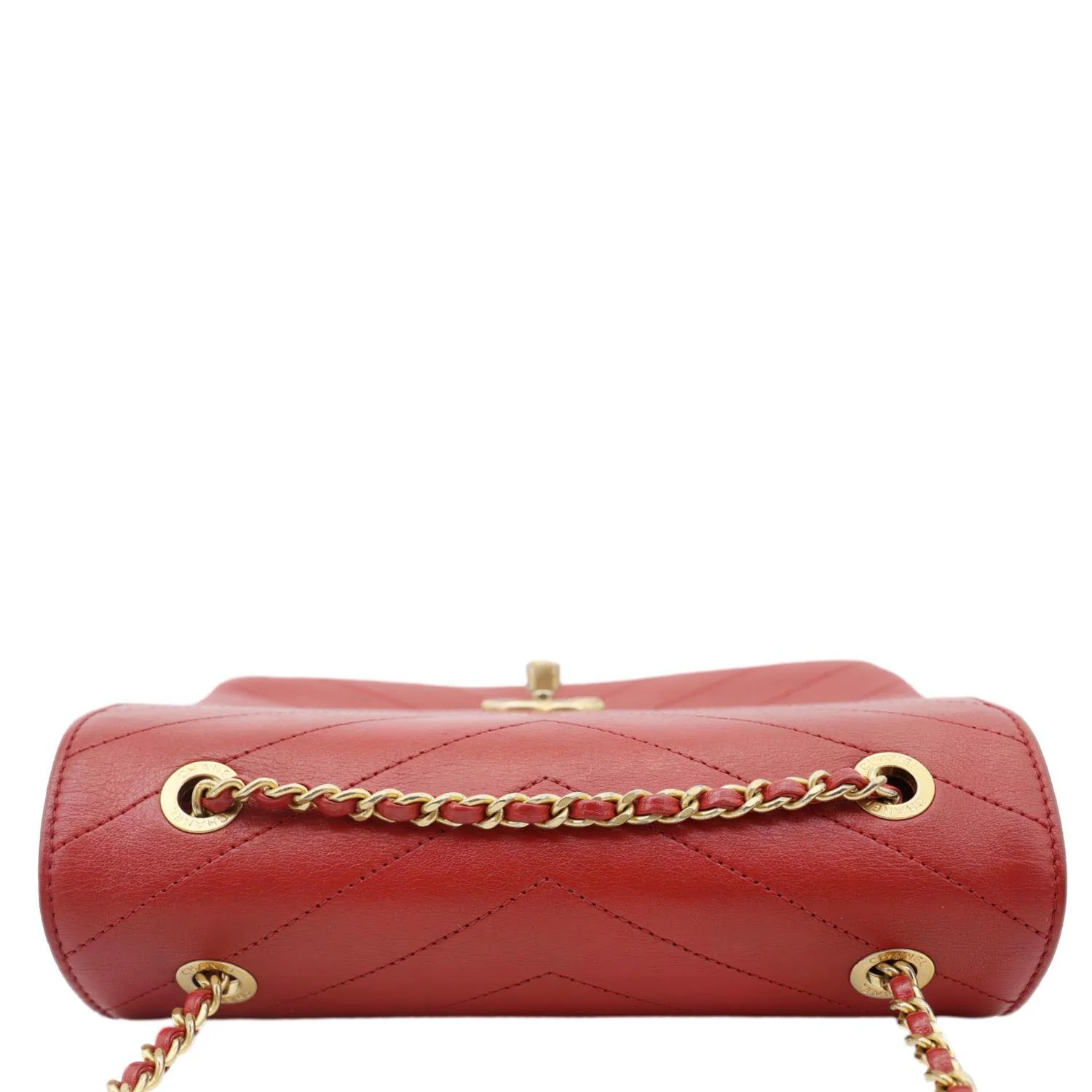Chanel Chevron Lambskin Coco Envelope Flap Crossbody Bag Red - Image 6