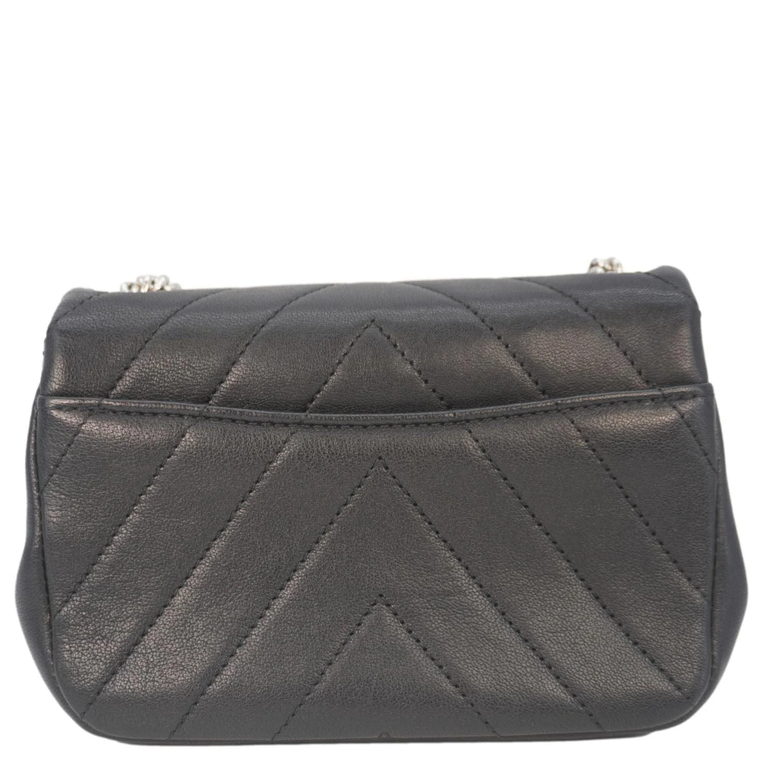 CHANEL Mini Flap Quilted Chevron Leather Crossbody Bag Black - Image 4