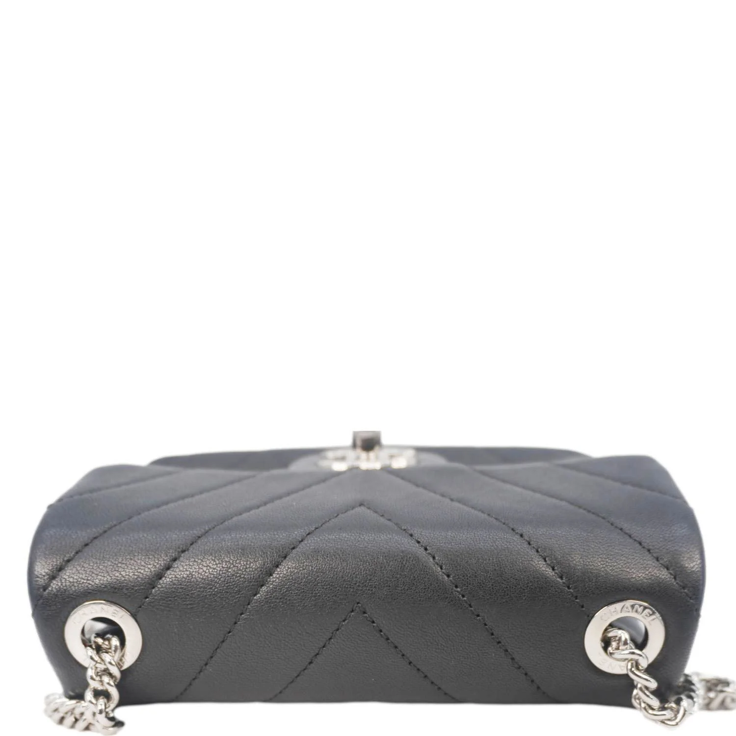 CHANEL Mini Flap Quilted Chevron Leather Crossbody Bag Black - Image 5