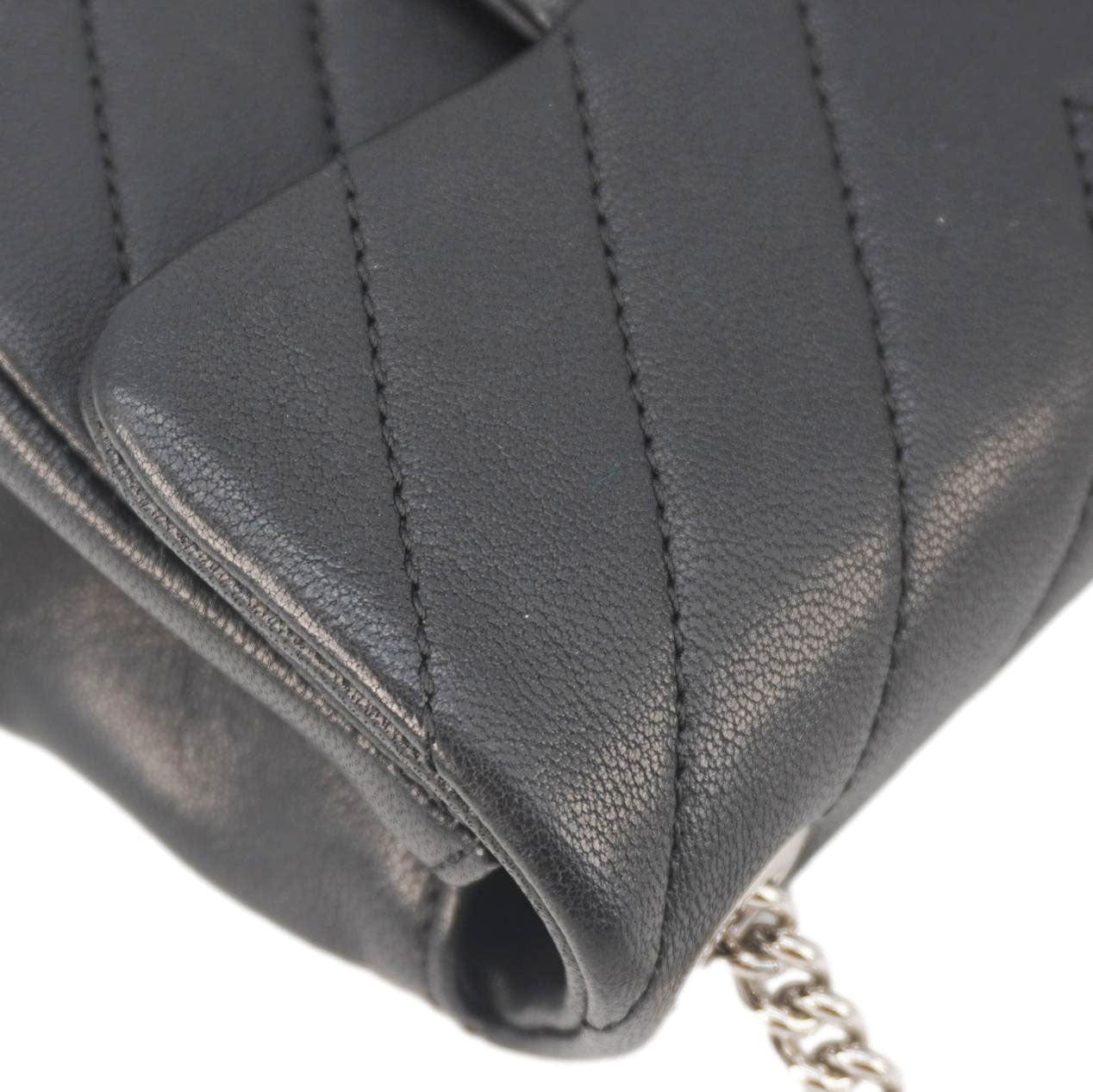 CHANEL Mini Flap Quilted Chevron Leather Crossbody Bag Black - Image 6