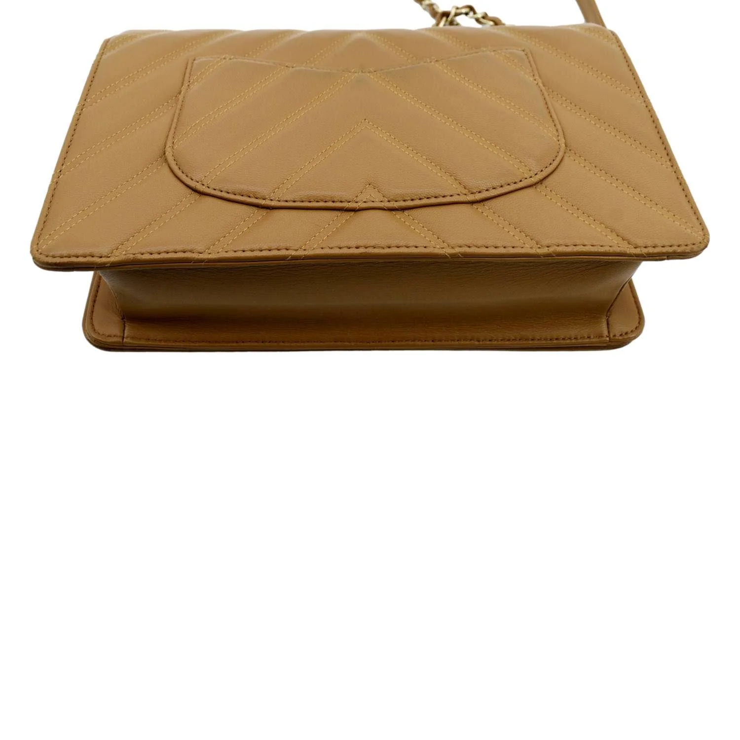 CHANEL Statement Mini Flap Quilted Chevron Leather Crossbody Bag Camel - Image 11