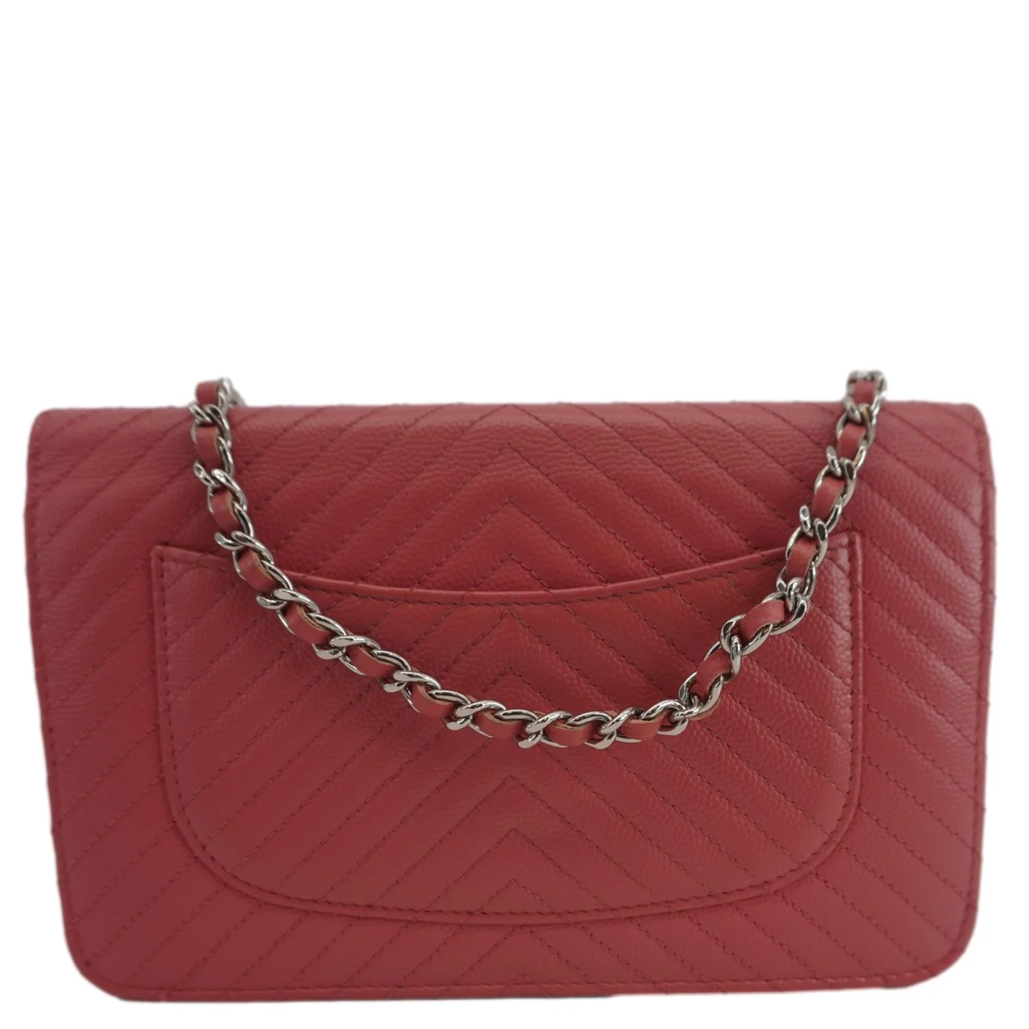 CHANEL CC WOC Chevron Leather Wallet On Chain Crossbody Bag Pink - Image 3