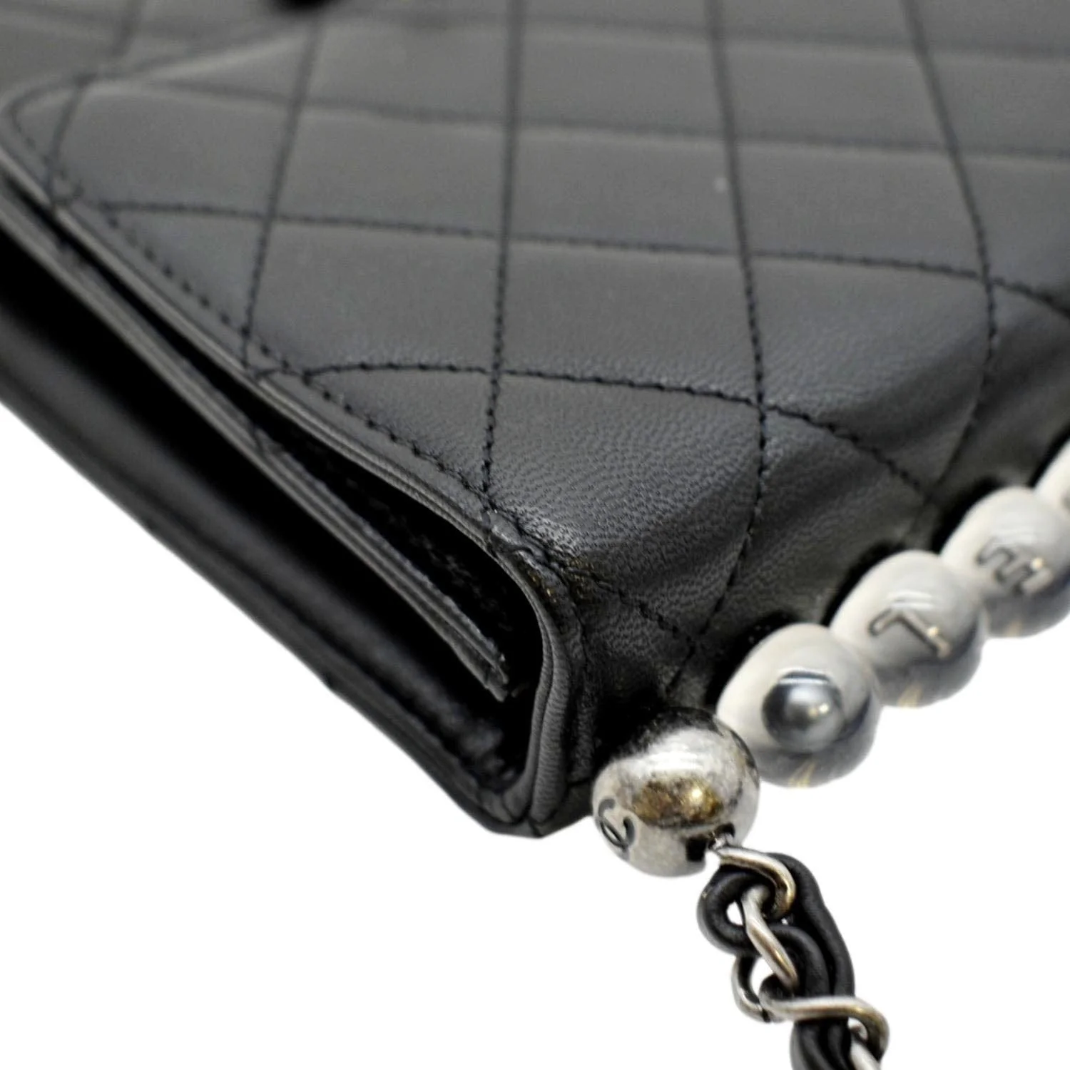 CHANEL Chic Pearls Flap Quilted Calfskin Leather Shoulder Bag Black - Image 6