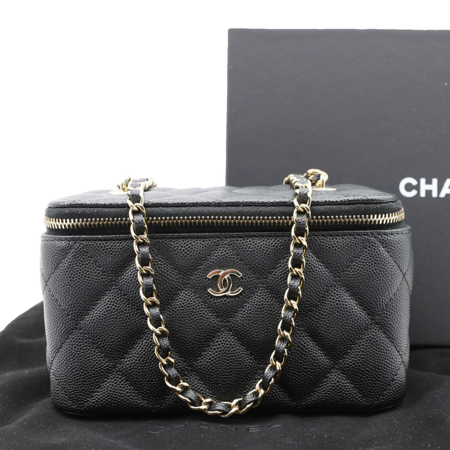 CHANEL Classic Small Quilted Caviar Leather Chain Vanity Case Black - Image 3