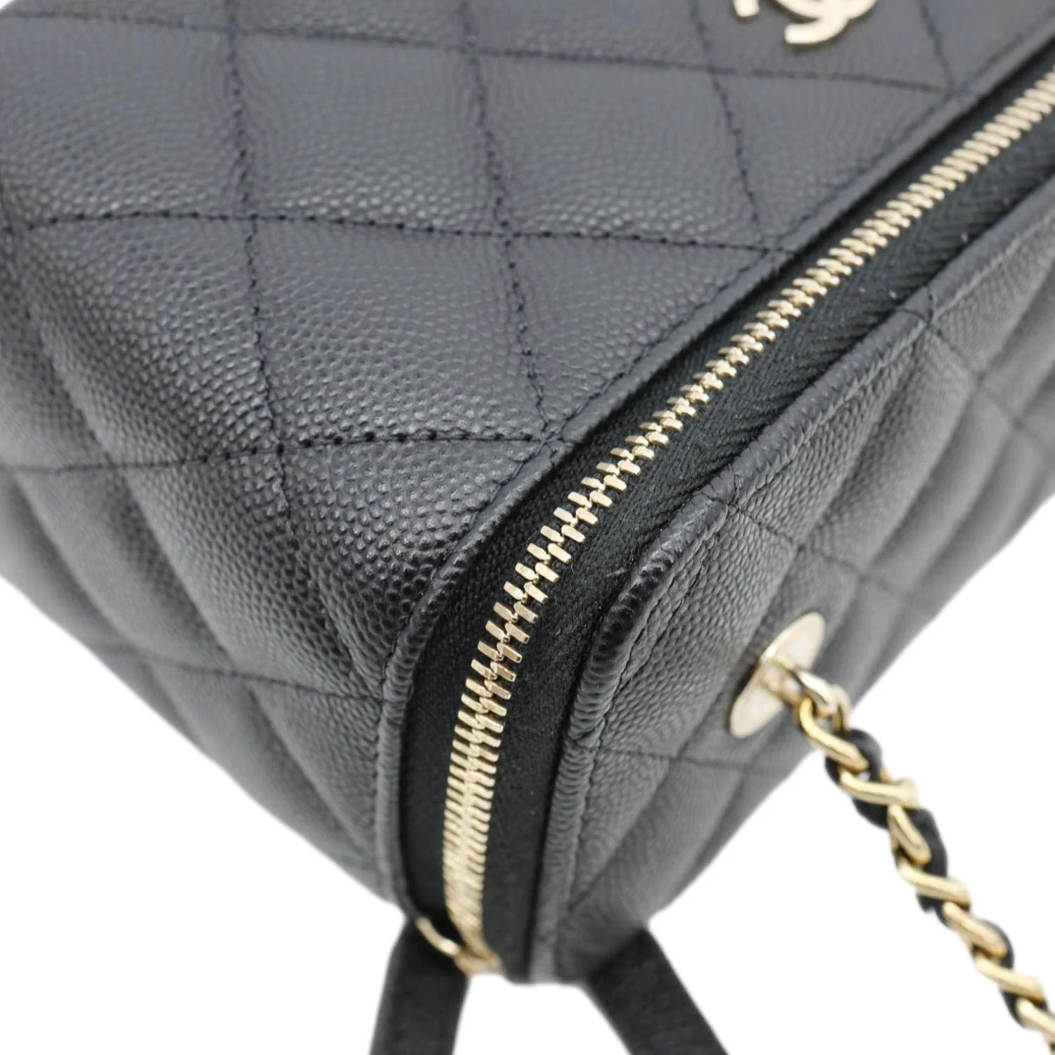 CHANEL Classic Small Quilted Caviar Leather Chain Vanity Case Black - Image 6