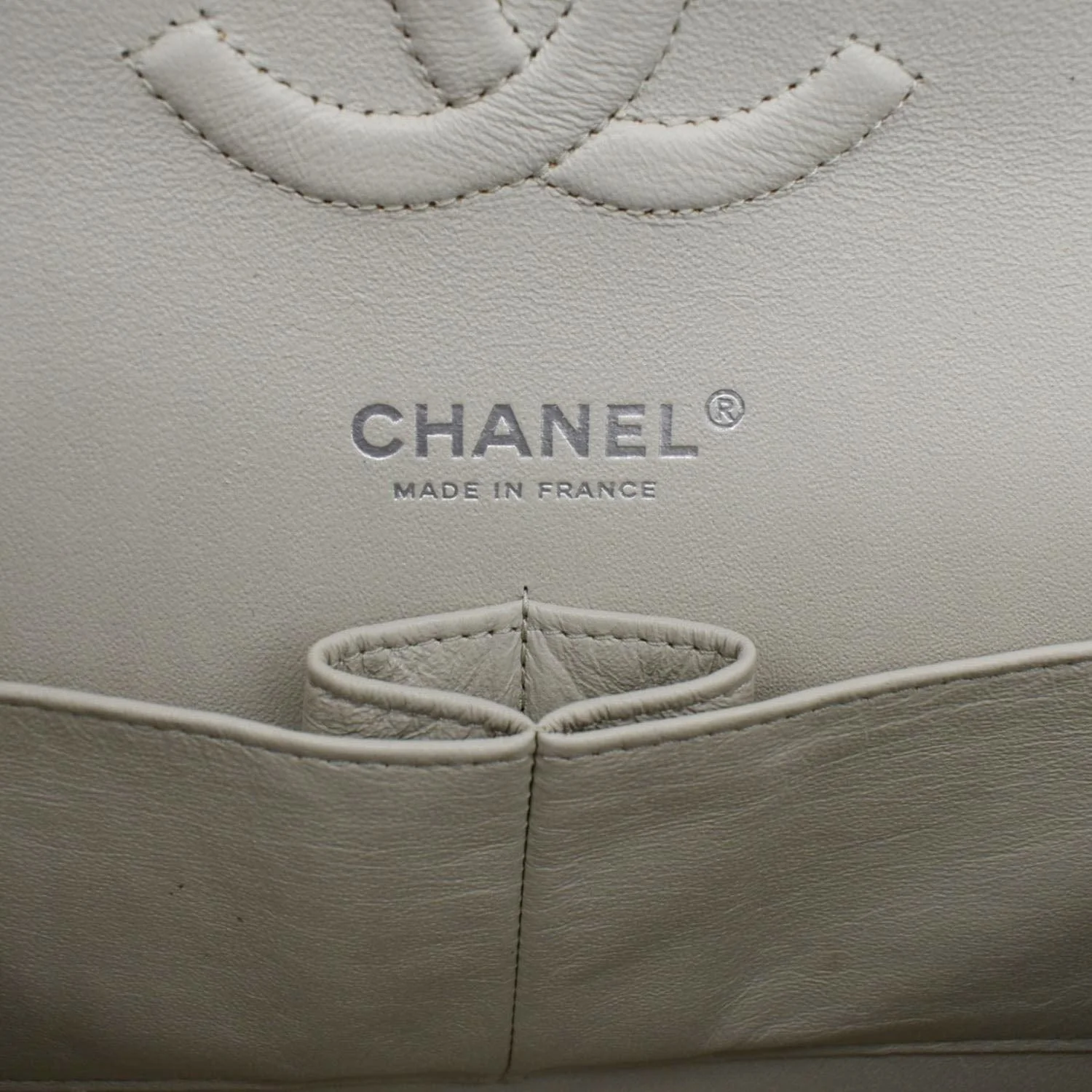 CHANEL Classic Double Flap Medium Quilted Caviar Leather Shoulder Bag White - Image 12