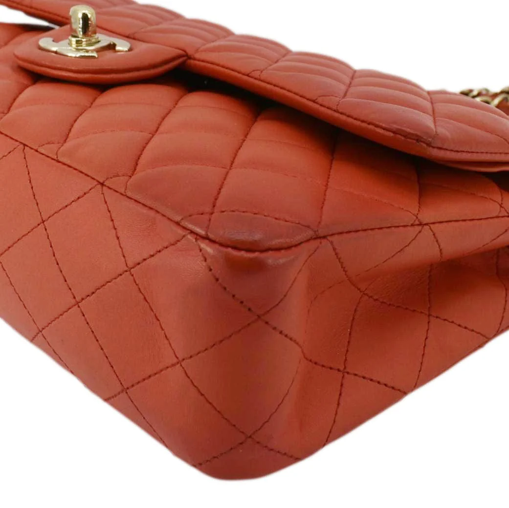 CHANEL Classic Double Flap Medium Quilted Leather Shoulder Bag Red - Image 7