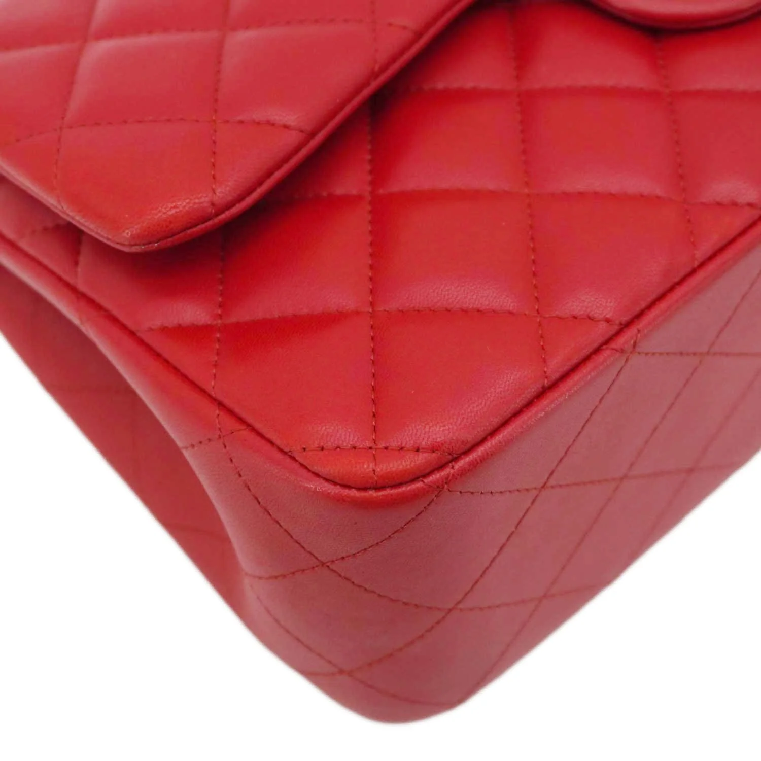 CHANEL Classic Jumbo Double Flap Quilted Leather Crossbody Bag Red - Image 10