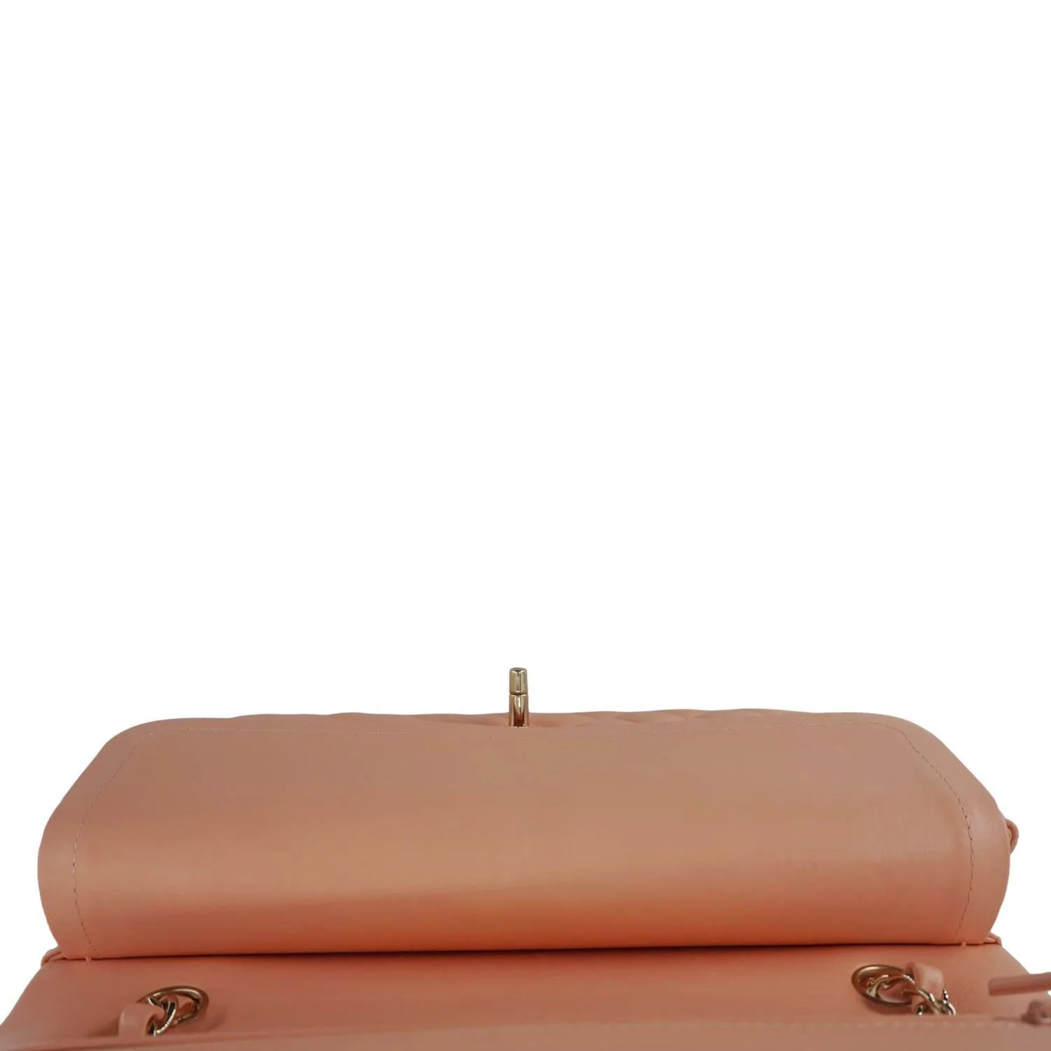 CHANEL Classic Double Flap Quilted Leather Crossbody Bag Peach - Image 15