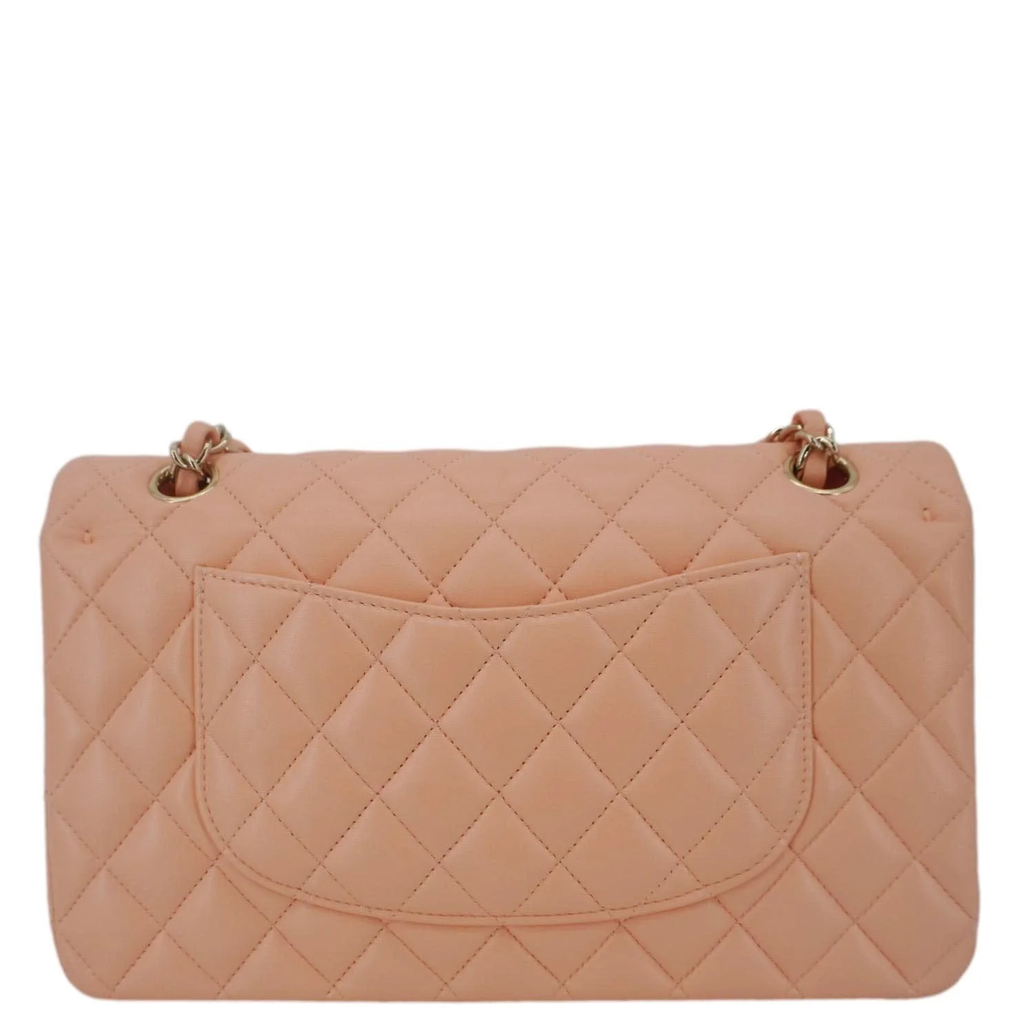 CHANEL Classic Double Flap Quilted Leather Crossbody Bag Peach - Image 5