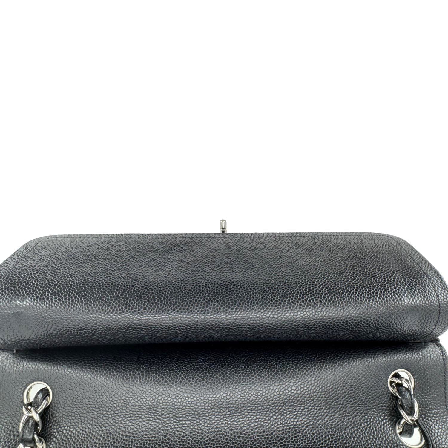 CHANEL Classic Jumbo Double Flap Quilted Caviar Leather Shoulder Bag Black - Image 13