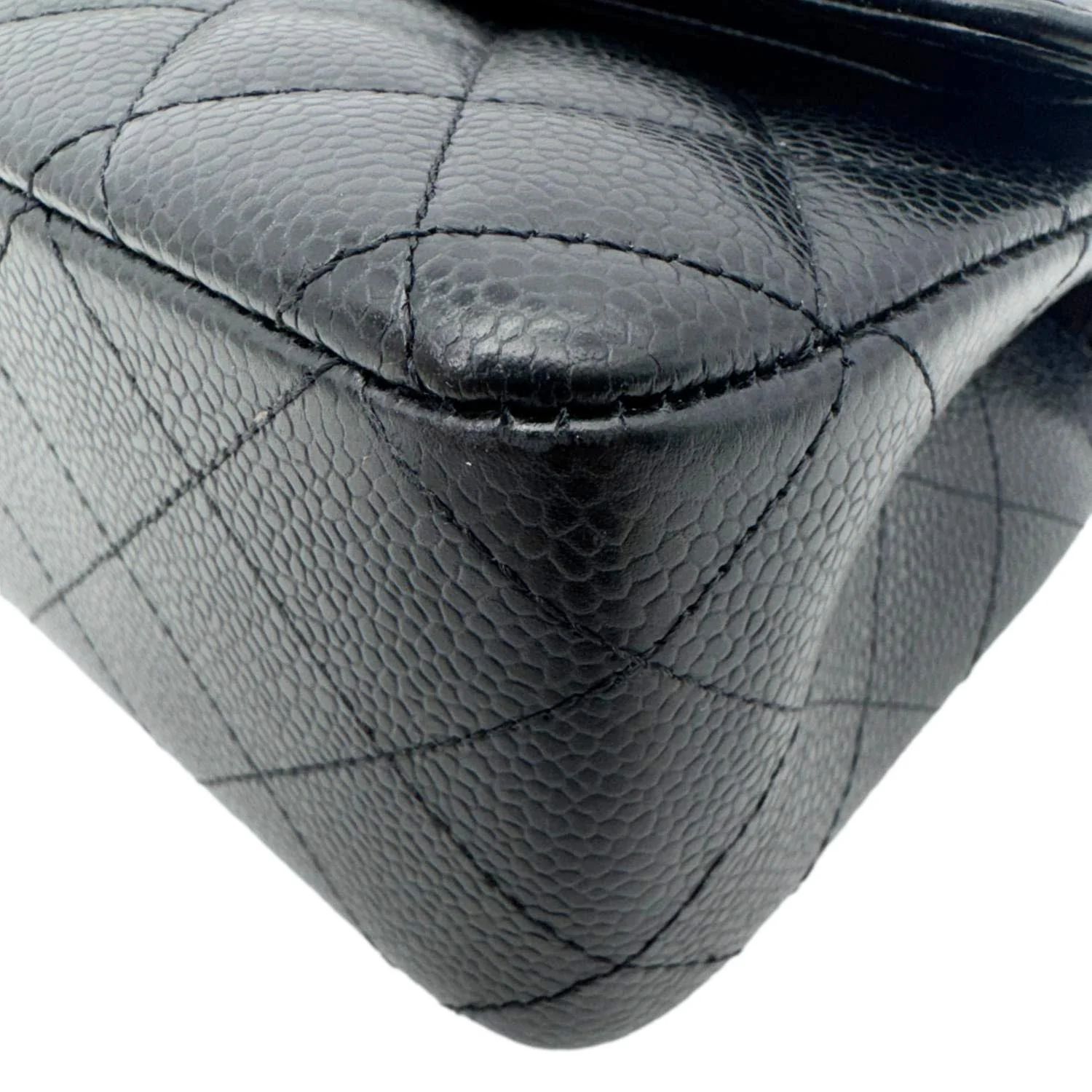 CHANEL Classic Double Flap Medium Quilted Caviar Leather Shoulder Bag Black - Image 10