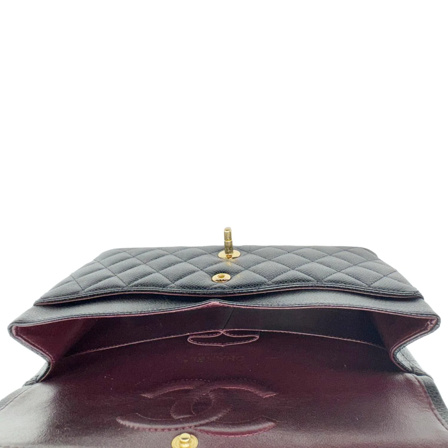CHANEL Classic Double Flap Medium Quilted Caviar Leather Shoulder Bag Black - Image 13