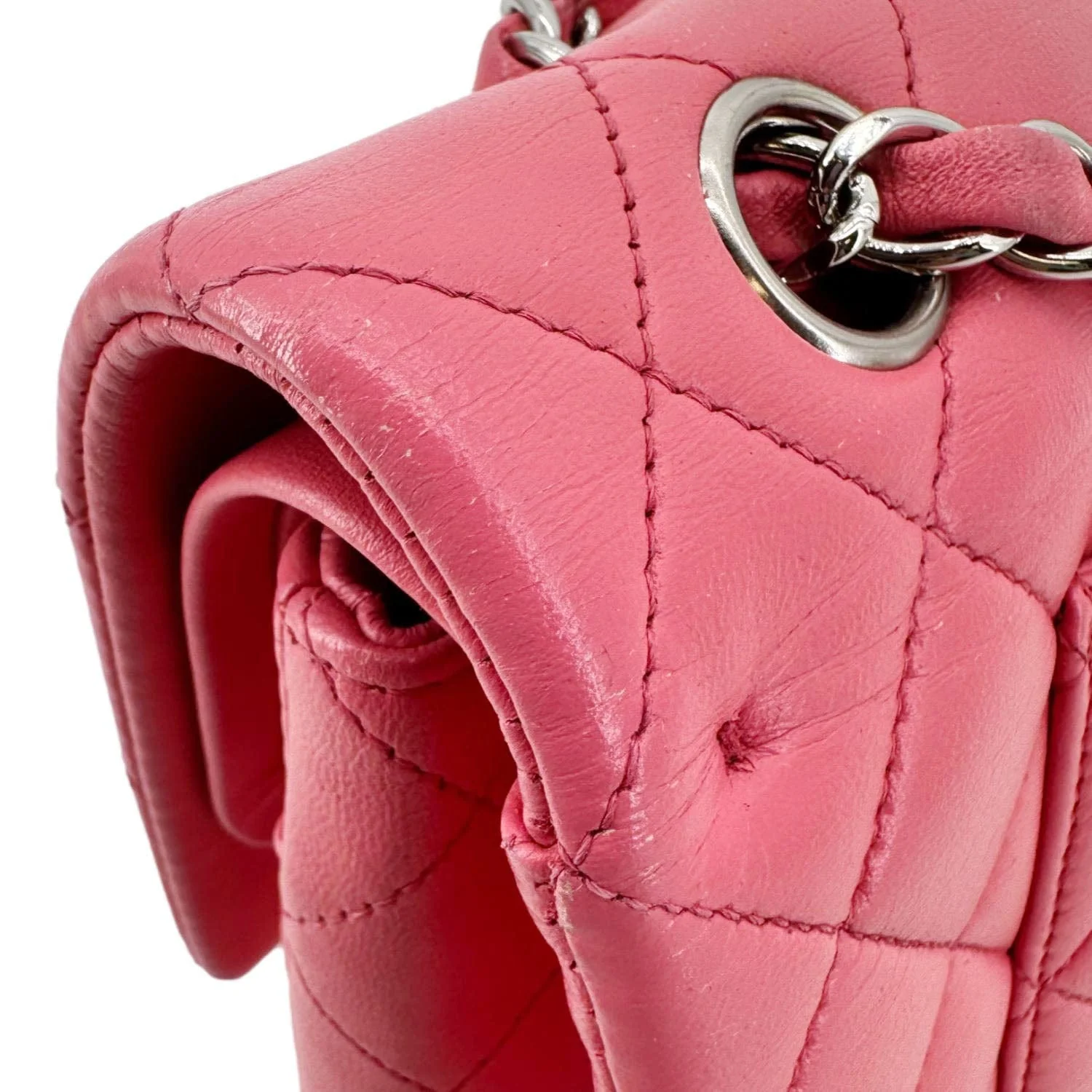 CHANEL Classic Double Flap Medium Quilted Leather Shoulder Bag Salmon Pink - Image 15